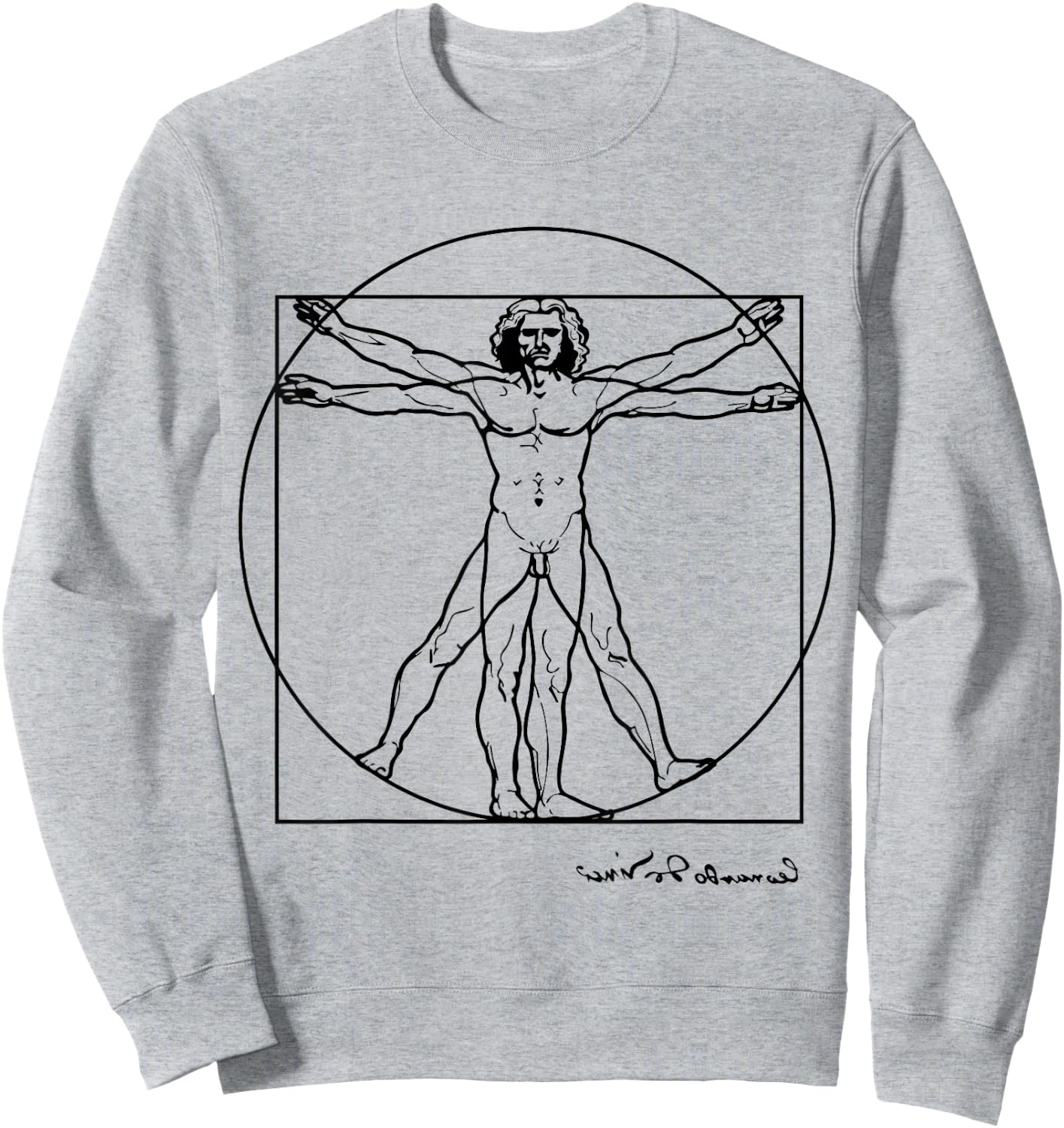 Leonardo Da Vinci The Vitruvian Man T Shirt, Artwork Sketch Sweatshirt - Sweatshirt | Ash