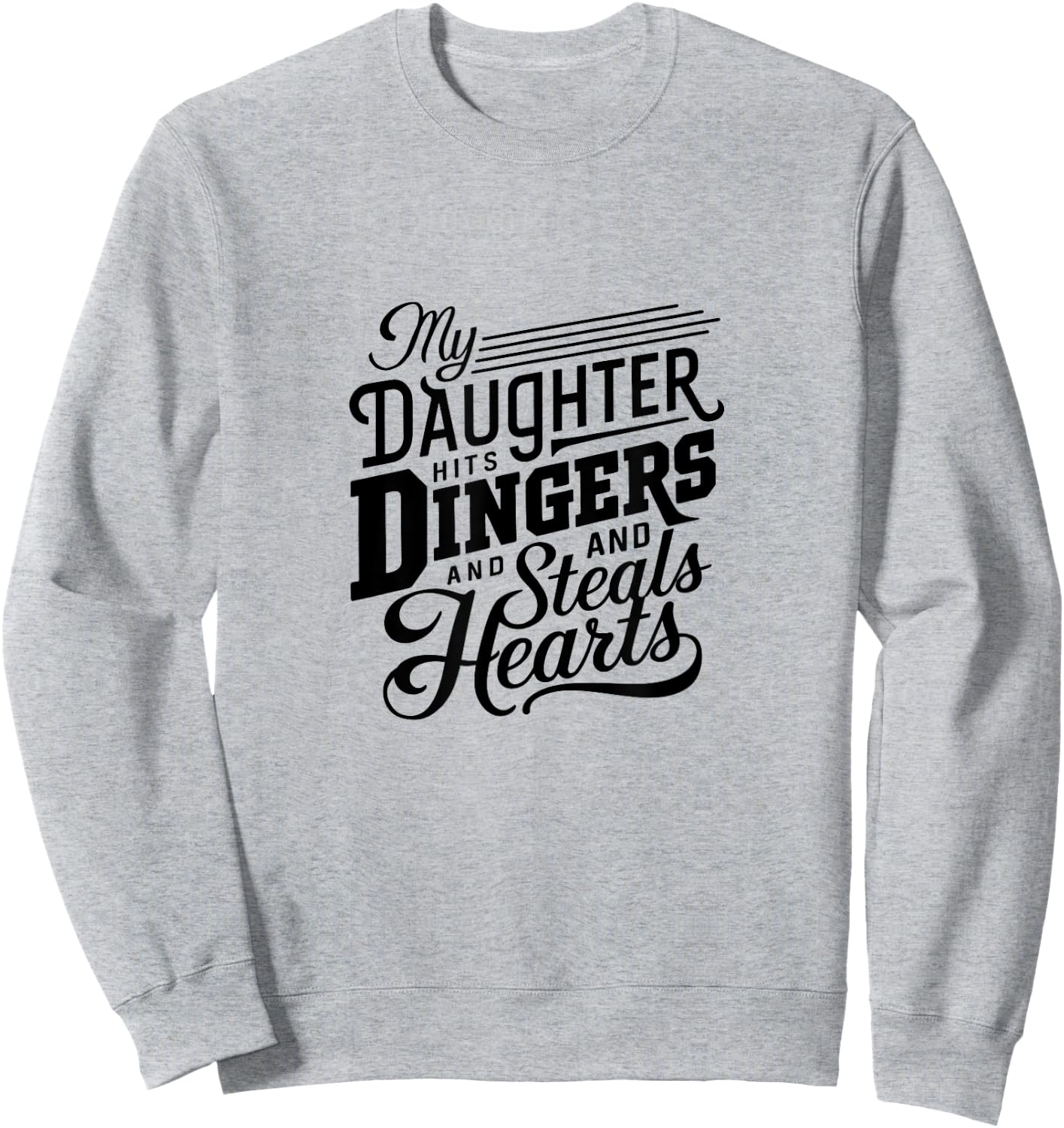 Softball Dad Daughter Hits Dingers Steals Hearts Cool Retro Sweatshirt - Sweatshirt | Ash