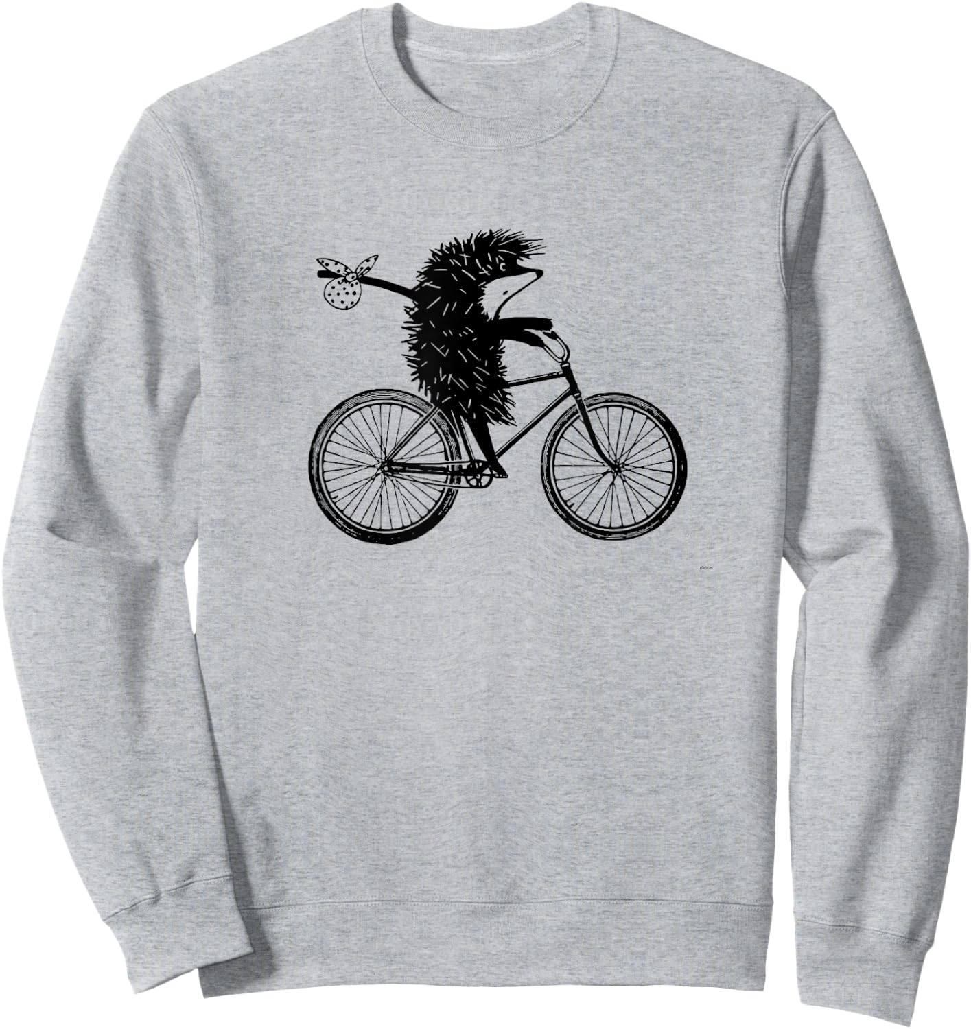 Hedgehog on the bicycle Funny Shirt / "ezhik v tumane" Sweatshirt - Sweatshirt | Ash