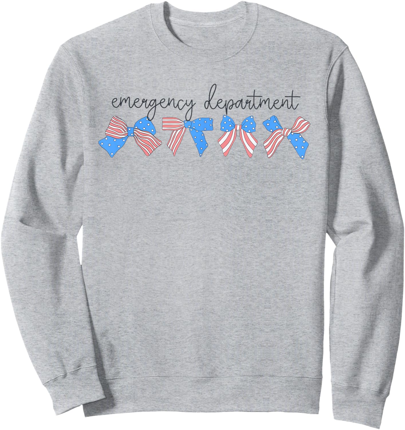 Fourth of July Emergency Department Coquette Bows ER Nurse Sweatshirt - Sweatshirt | Ash
