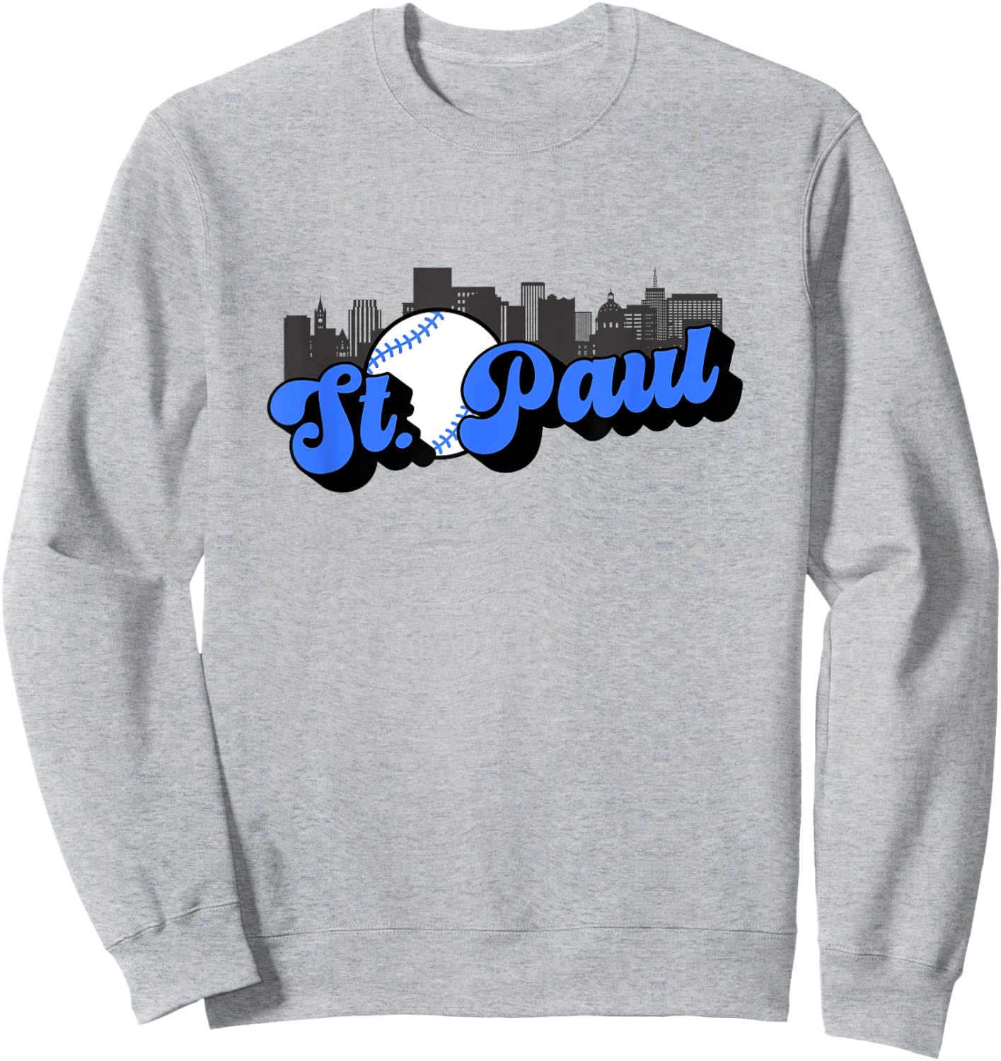 Saint Paul Baseball Vintage City Skyline Baseball Lover Sweatshirt - Sweatshirt | Ash