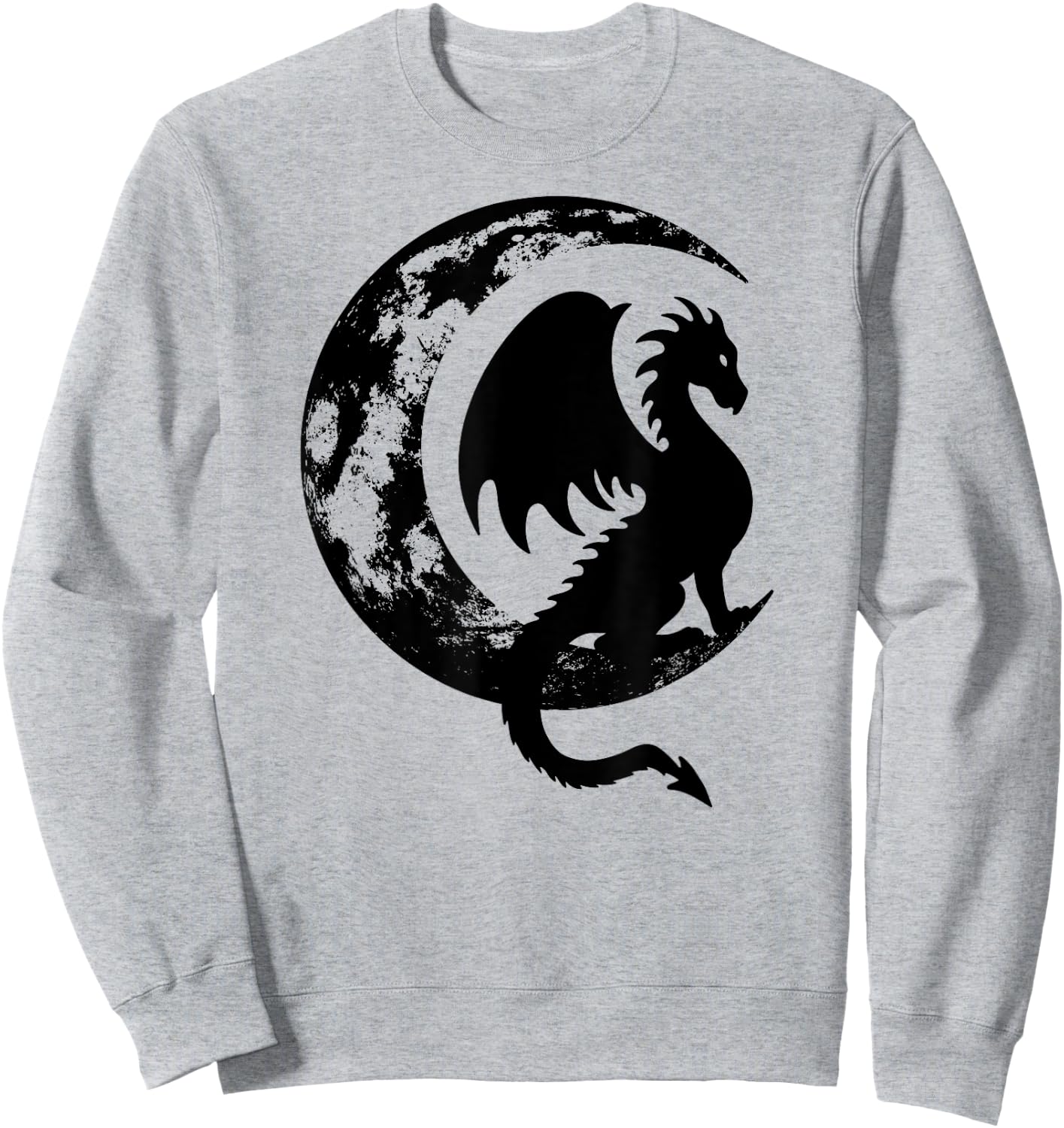 Dragon Sitting on Crescent Moon Sweatshirt - Sweatshirt | Ash
