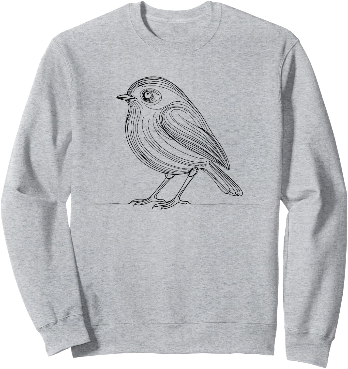 Line Art American Robin Bird Sweatshirt - Sweatshirt | Ash