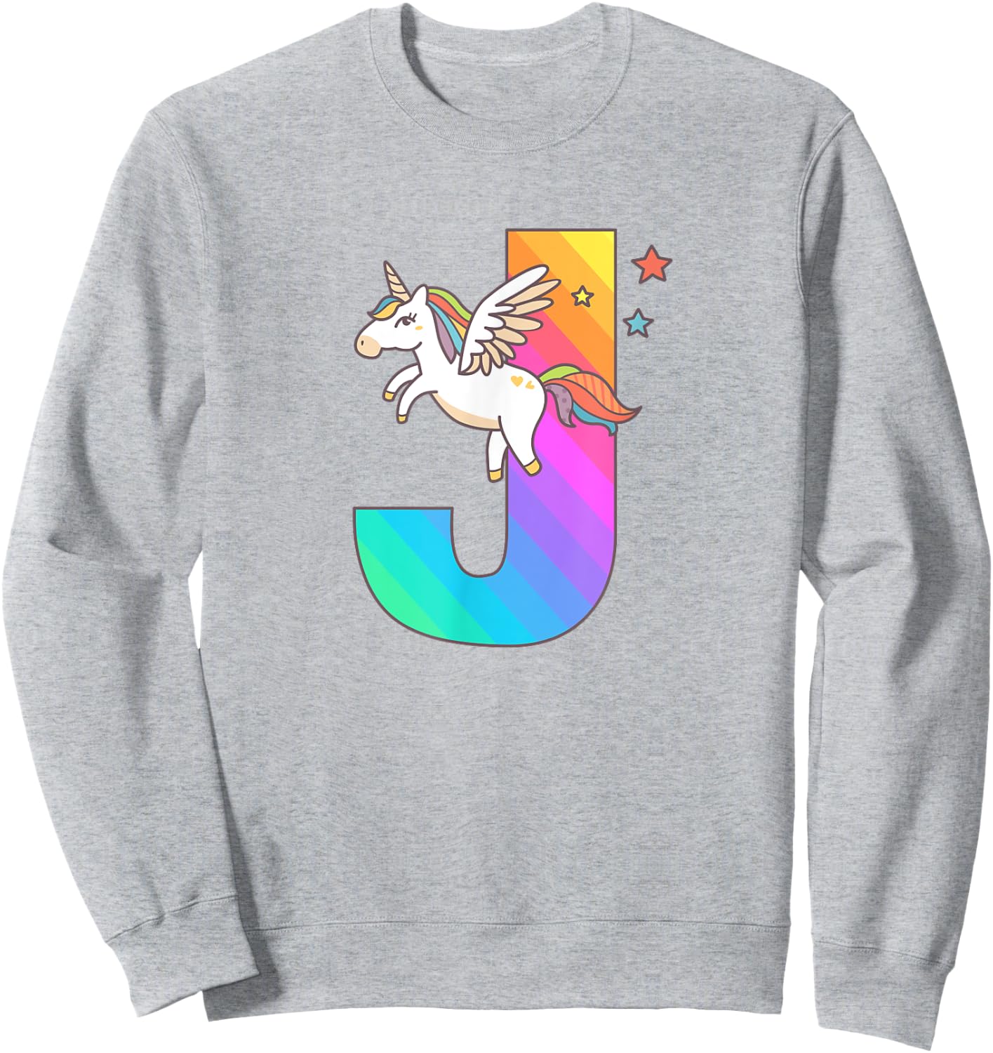 Unicorn Monogram Letter J Initial Cute Girls Birthday Gift Sweatshirt - Sweatshirt | Ash