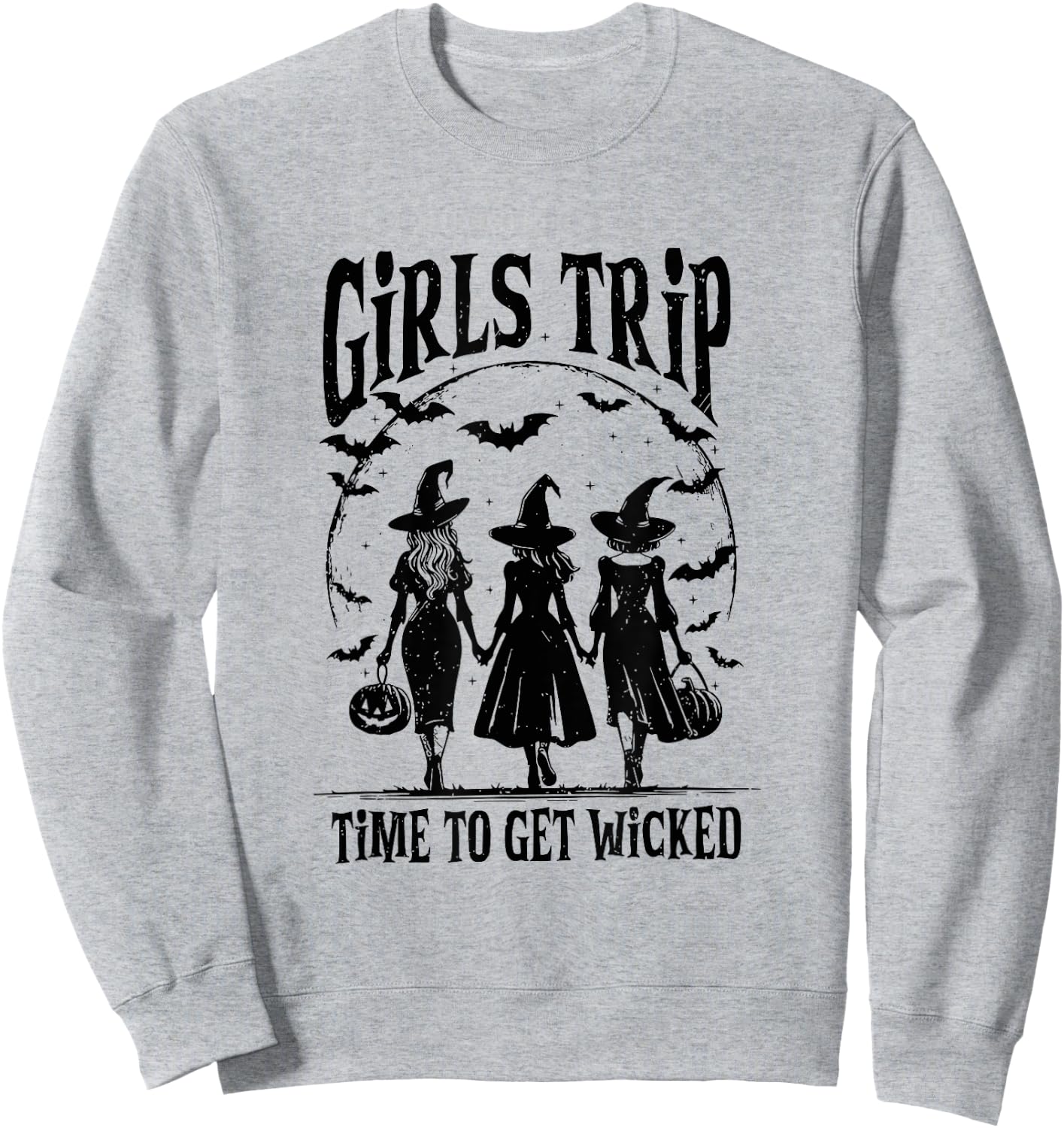 Girls Trip Time To Get Wicked Halloween Salem Witch Sweatshirt - Sweatshirt | Ash