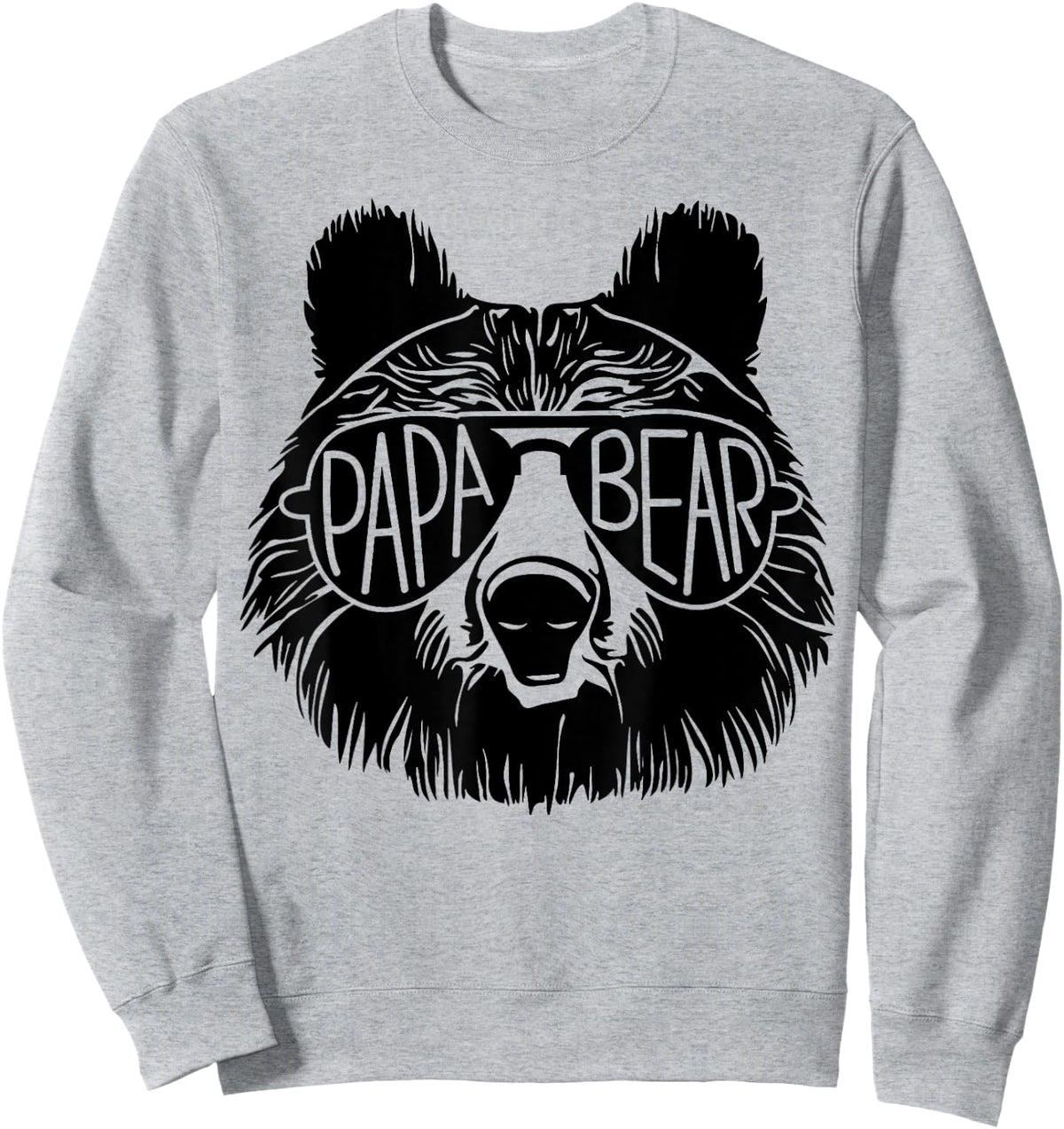 Papa Bear Face Sunglasses Papa Bear Lover Father's Day Sweatshirt - Sweatshirt | Ash