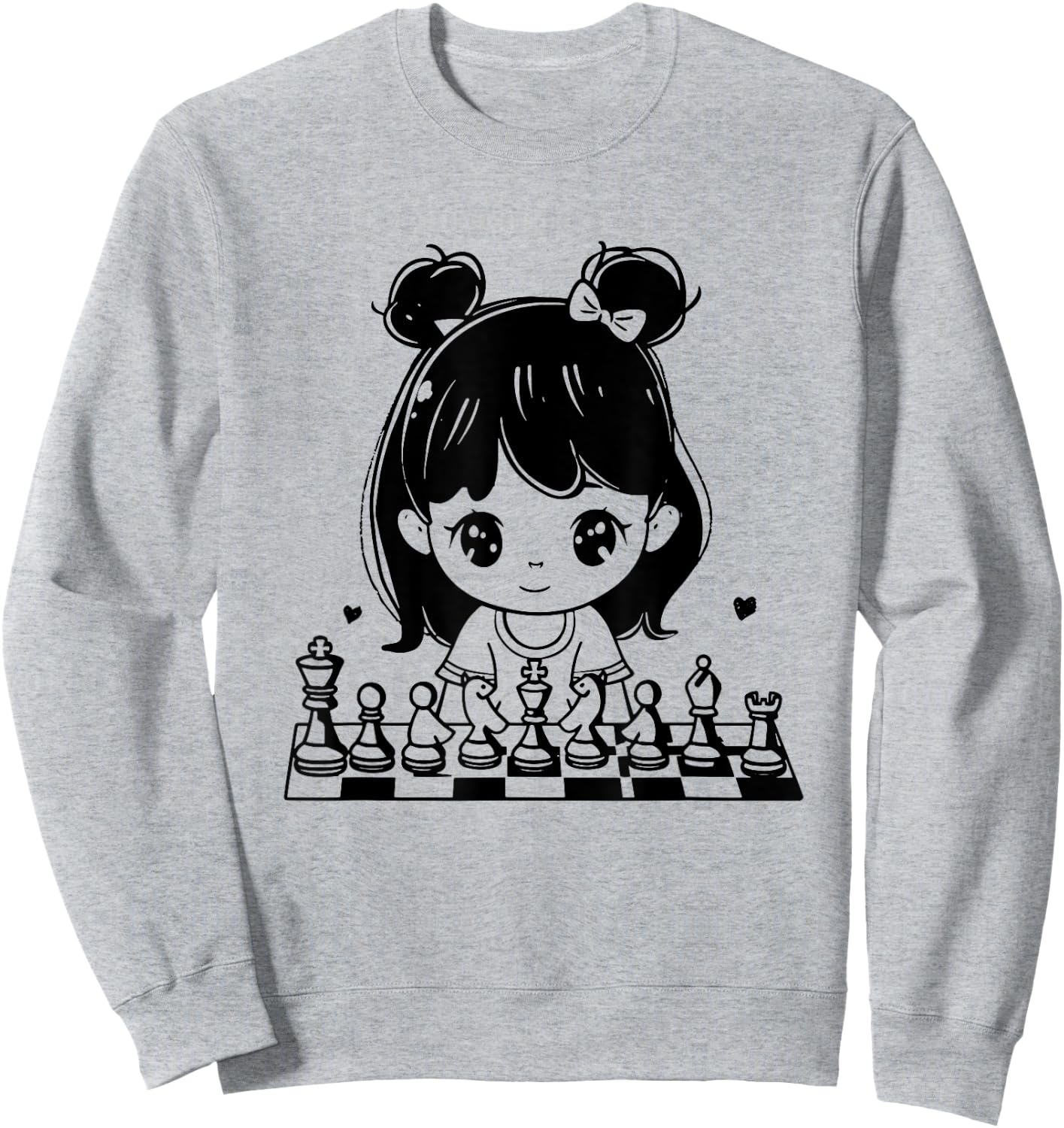 Chess Girl Cartoon Style Tabletop Games Sweatshirt - Sweatshirt | Ash
