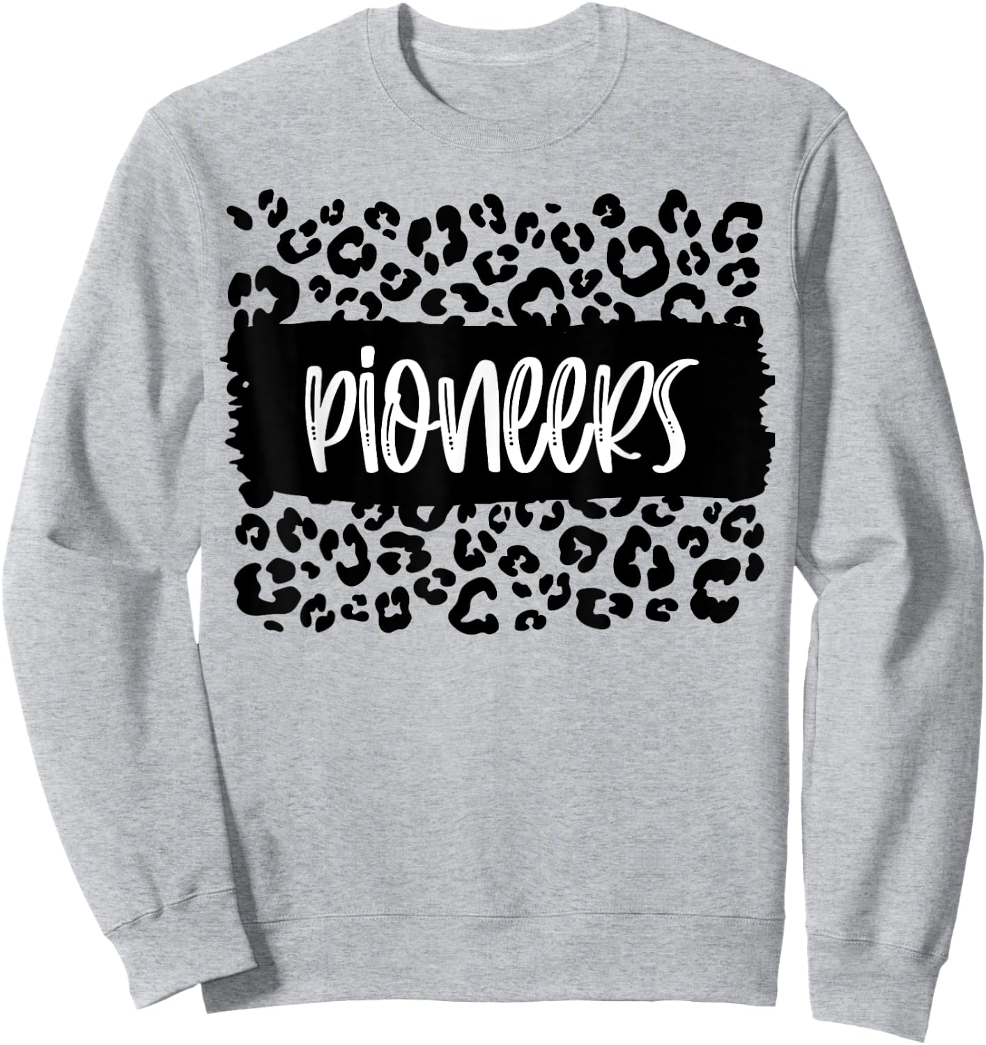 Pioneers Team Mascot School Spirit Game Night Leopard Print Sweatshirt - Sweatshirt | Ash