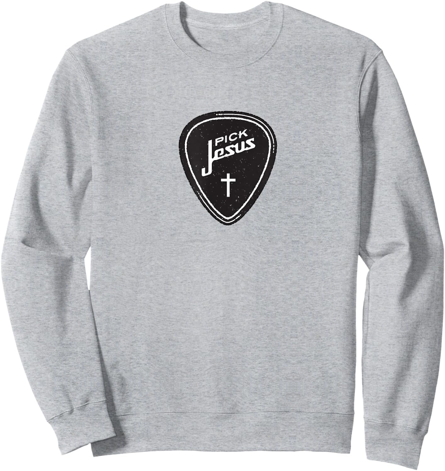 Christian Shirt - Vintage Guitar Pick Jesus Cross Worship Sweatshirt - Sweatshirt | Ash