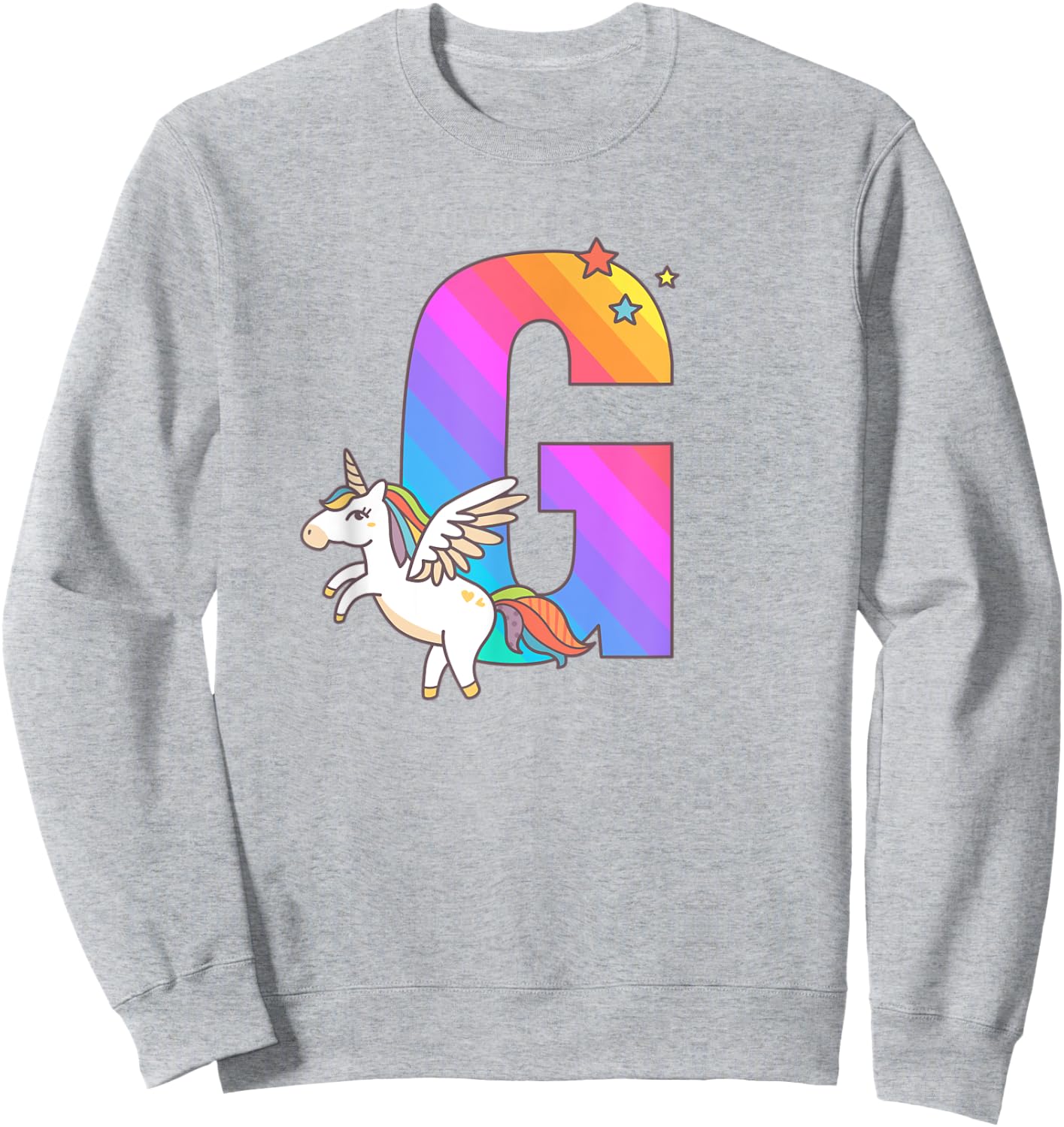 Unicorn Monogram Letter G Initial Cute Girls Birthday Gift Sweatshirt - Sweatshirt | Ash