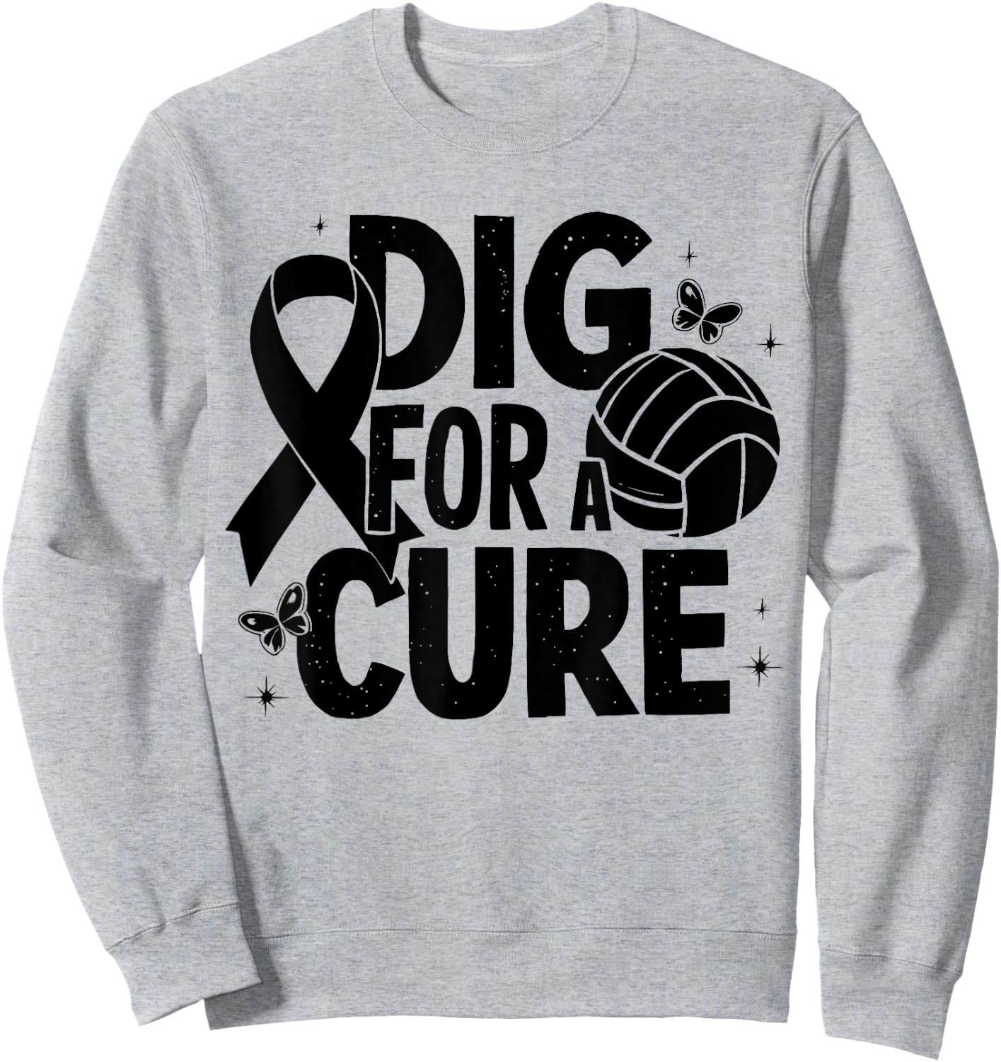 Dig For A Cure Breast Cancer Awareness Volleyball Pink Sweatshirt - Sweatshirt | Ash