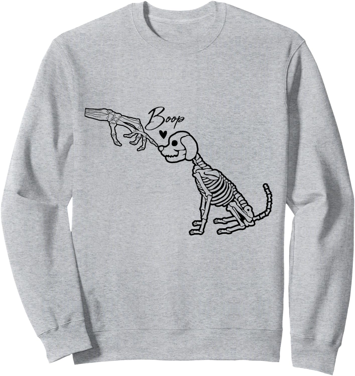 Skeleton Hand Boop Skeleton Dog Halloween Pet Love Men Women Sweatshirt - Sweatshirt | Ash