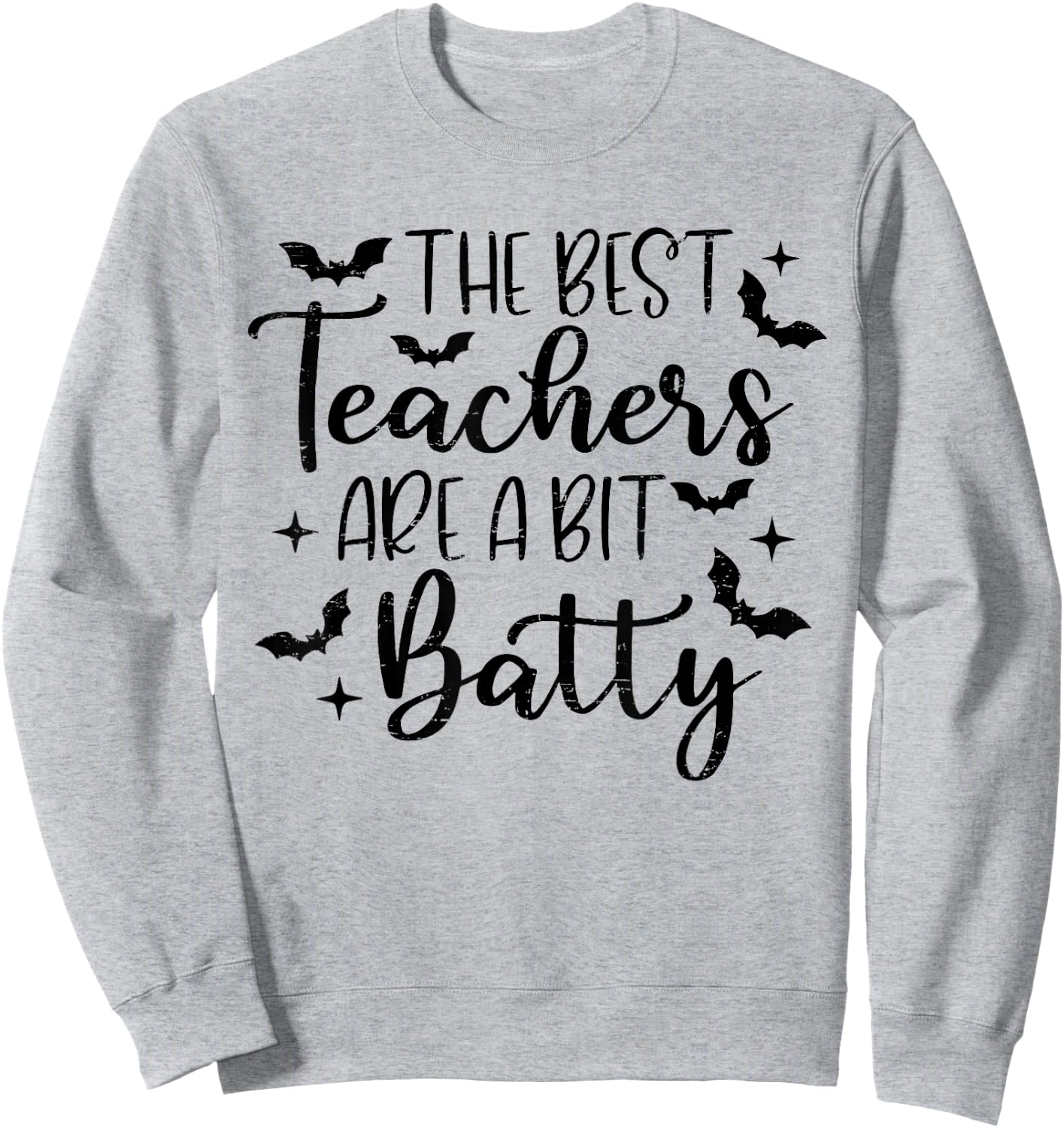 Retro The Best Teachers Are A Bit Batty Halloween Teacher Sweatshirt - Sweatshirt | Ash