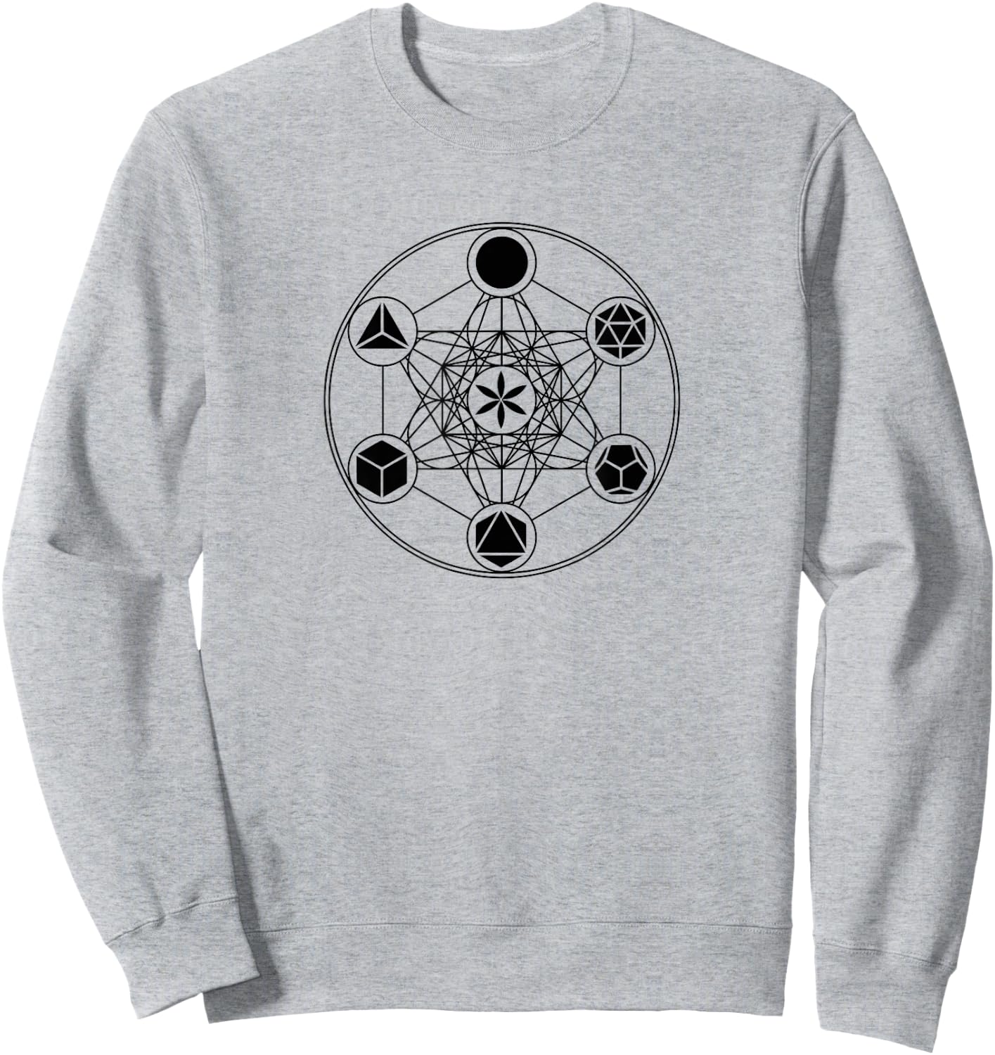 Sacred Geometry Yoga Metatrons Cube Platonic Solids Sweatshirt - Sweatshirt | Ash
