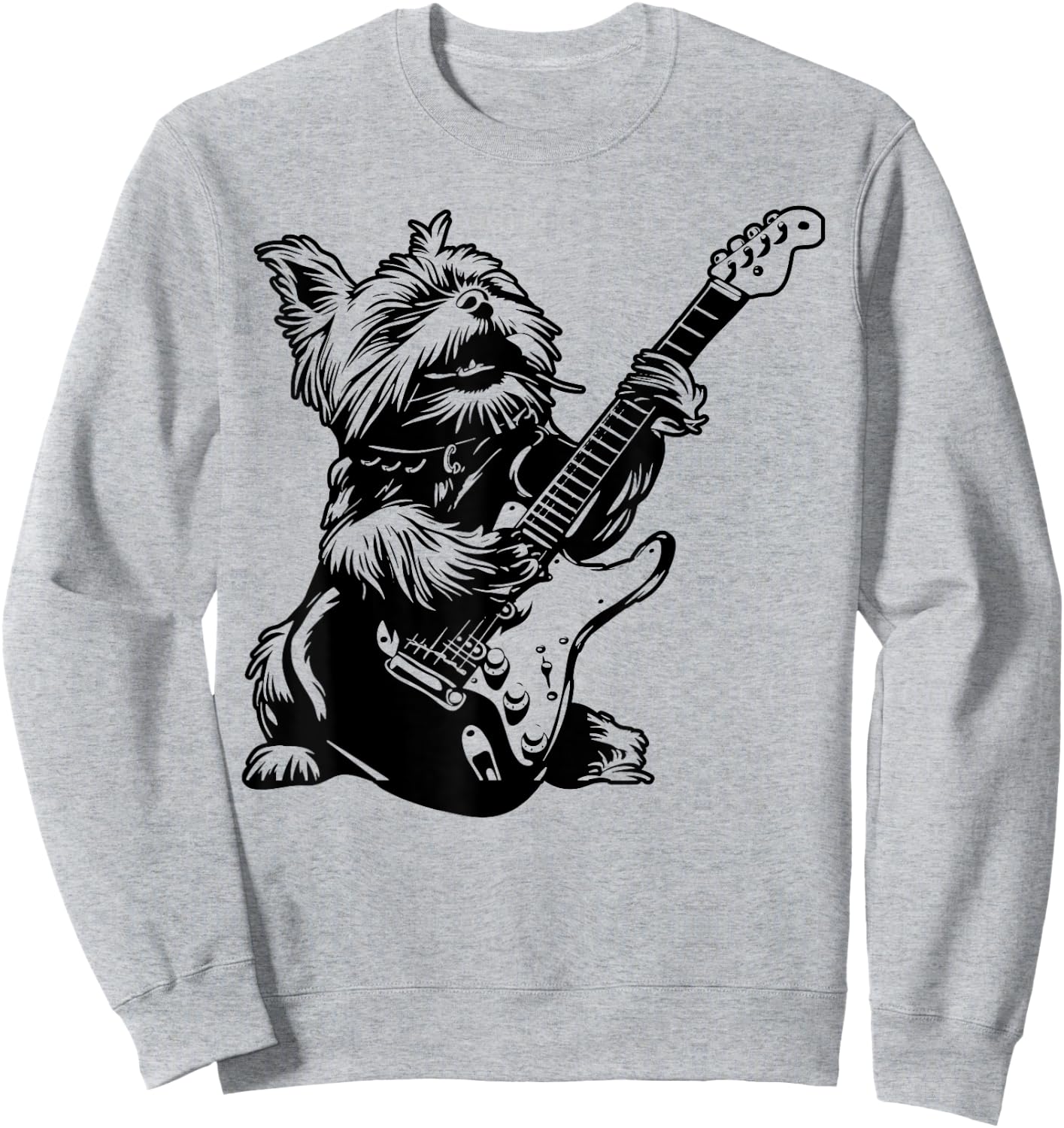 Dog Guitarist Guitar - Yorkie Dad Mom Women Sweatshirt - Sweatshirt | Ash