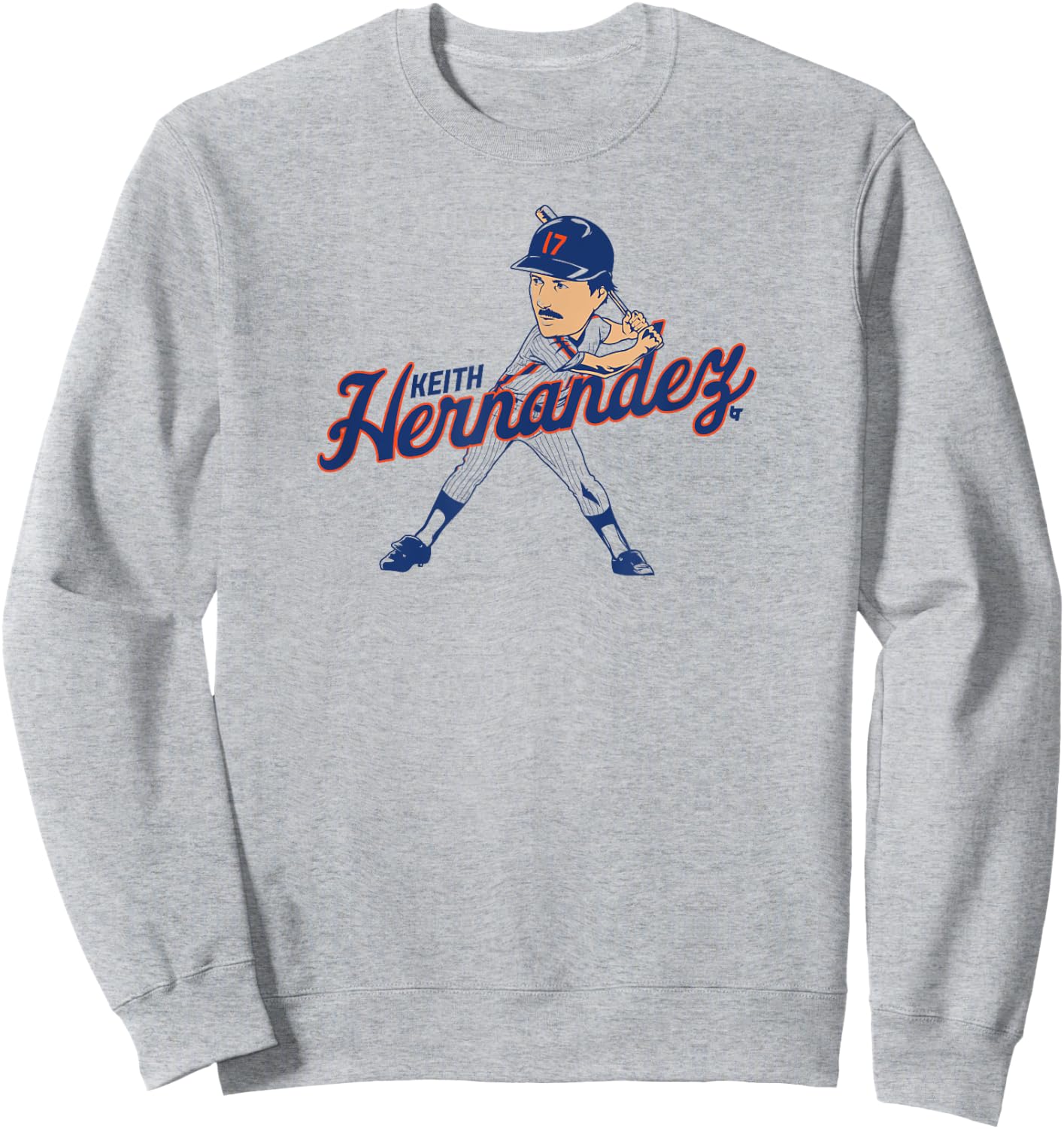 Keith Hernandez: Caricature - New York Baseball Sweatshirt - Sweatshirt | Ash
