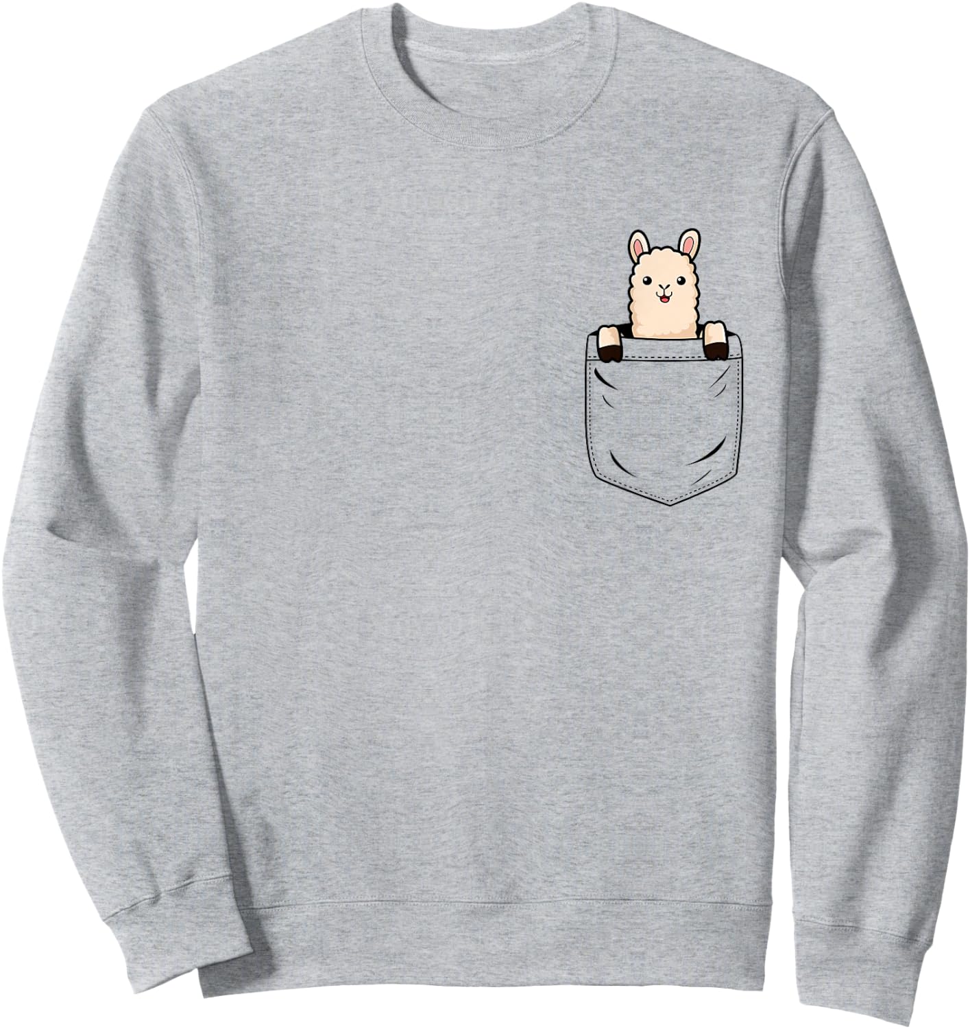 Llama Lovers Cute Funny Llama In Pocket Sweatshirt - Sweatshirt | Ash