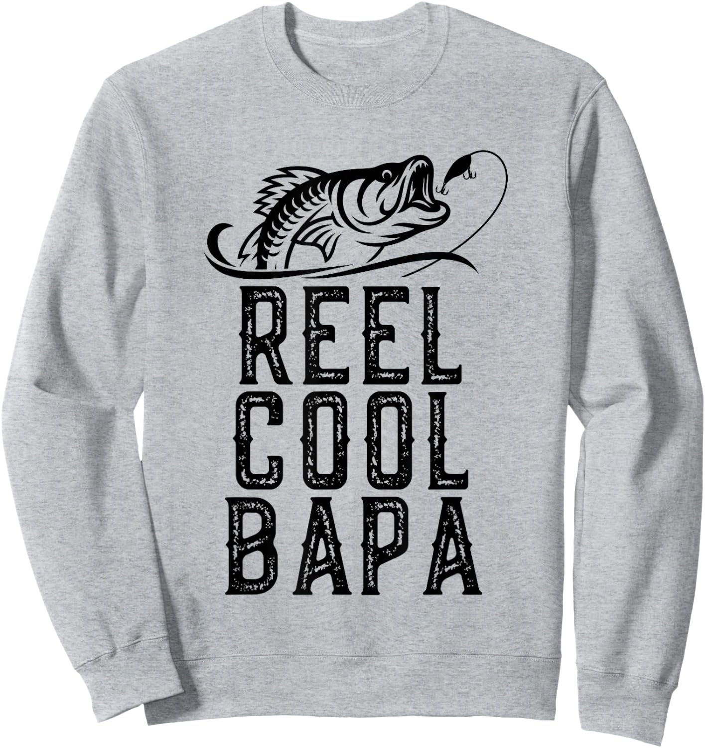 Reel Cool Bapa Fishing Fisherman Funny Grandpa Retro Sweatshirt - Sweatshirt | Ash