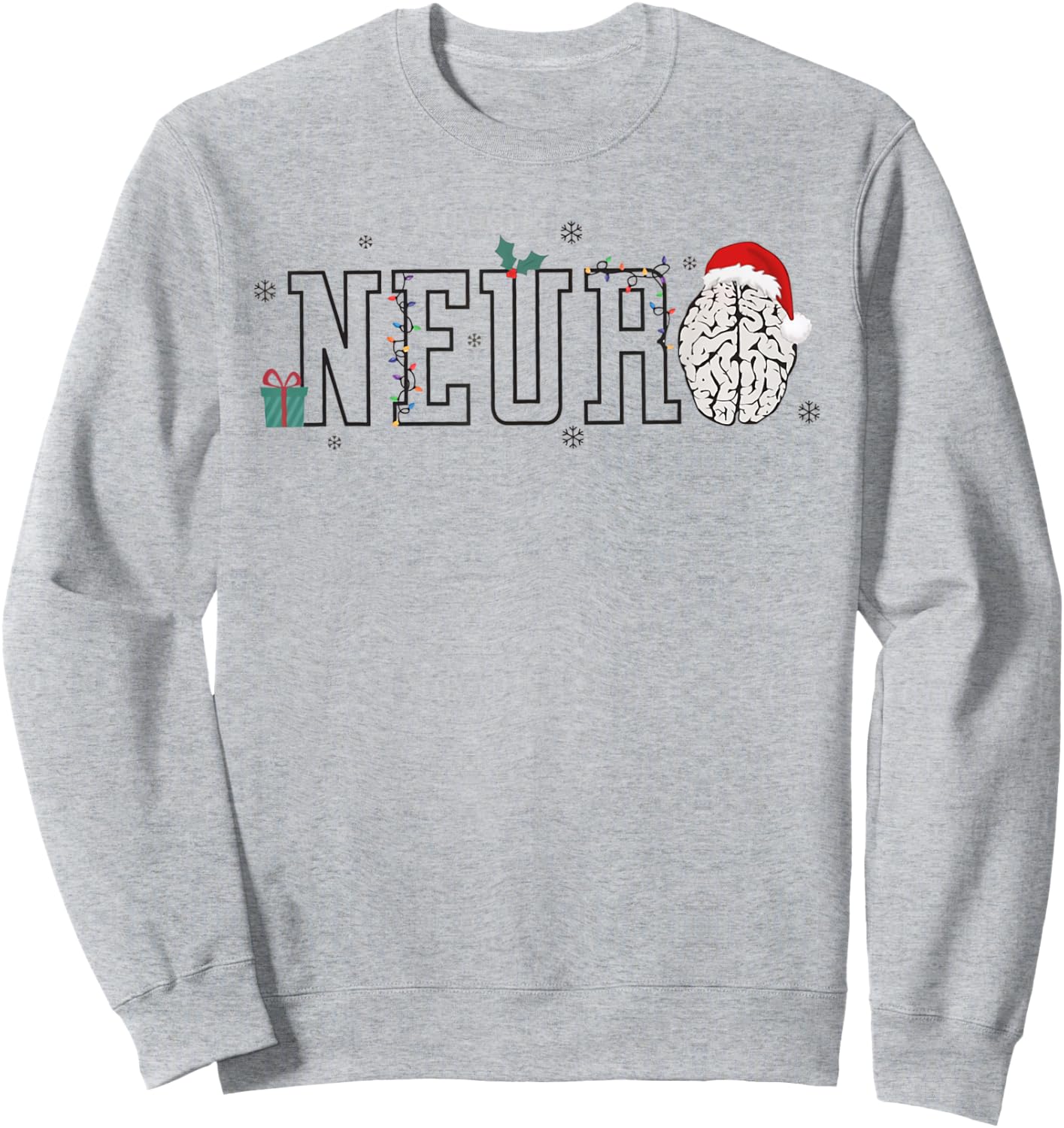 Neuro Christmas Neurology Holiday Neuroscience Nurse Santa Sweatshirt - Sweatshirt | Ash
