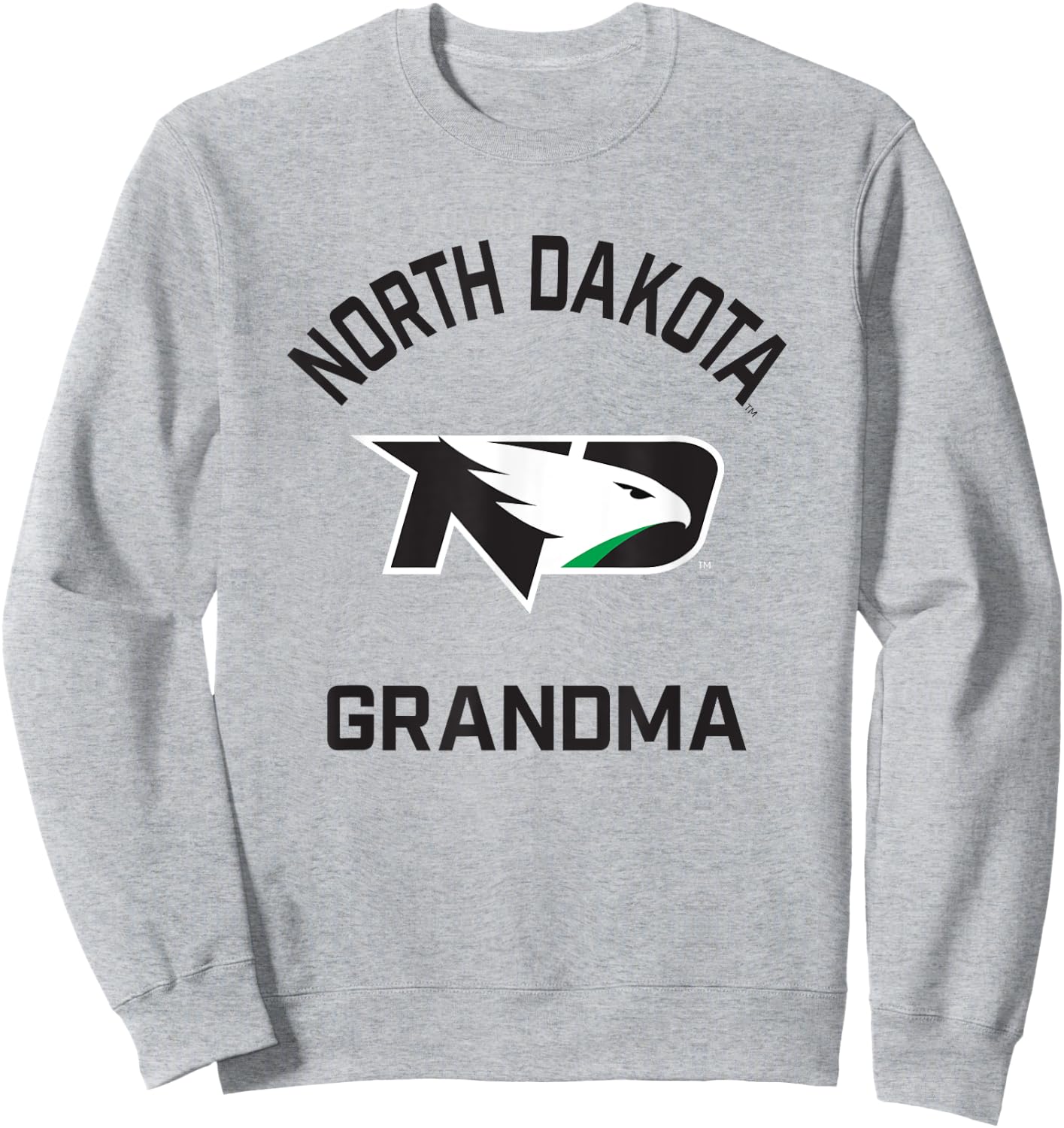 University of North Dakota Fighting Hawks Arched Grandma Sweatshirt - Sweatshirt | Ash