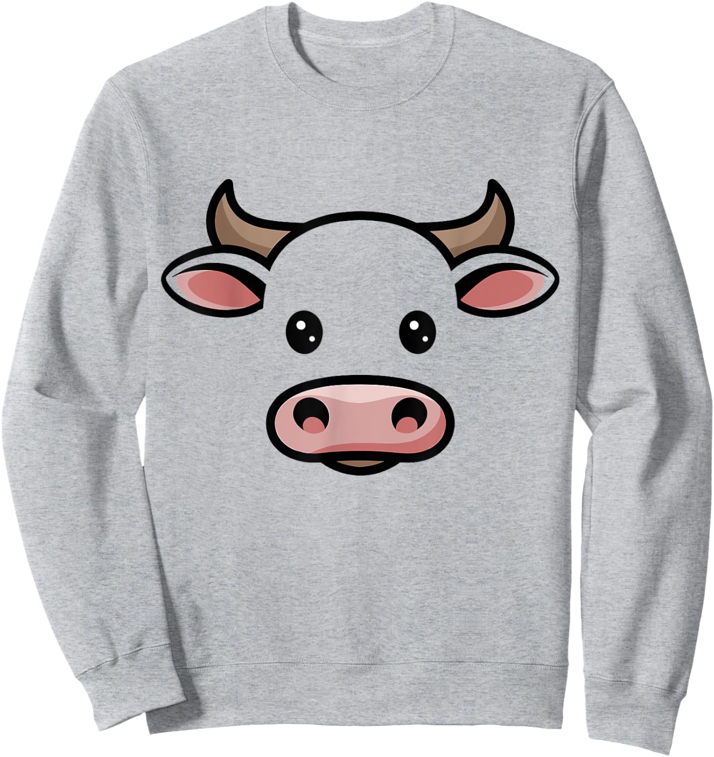 Halloween Cow Bull Face Costume Kids Cute Themed Sweatshirt - Sweatshirt | Ash