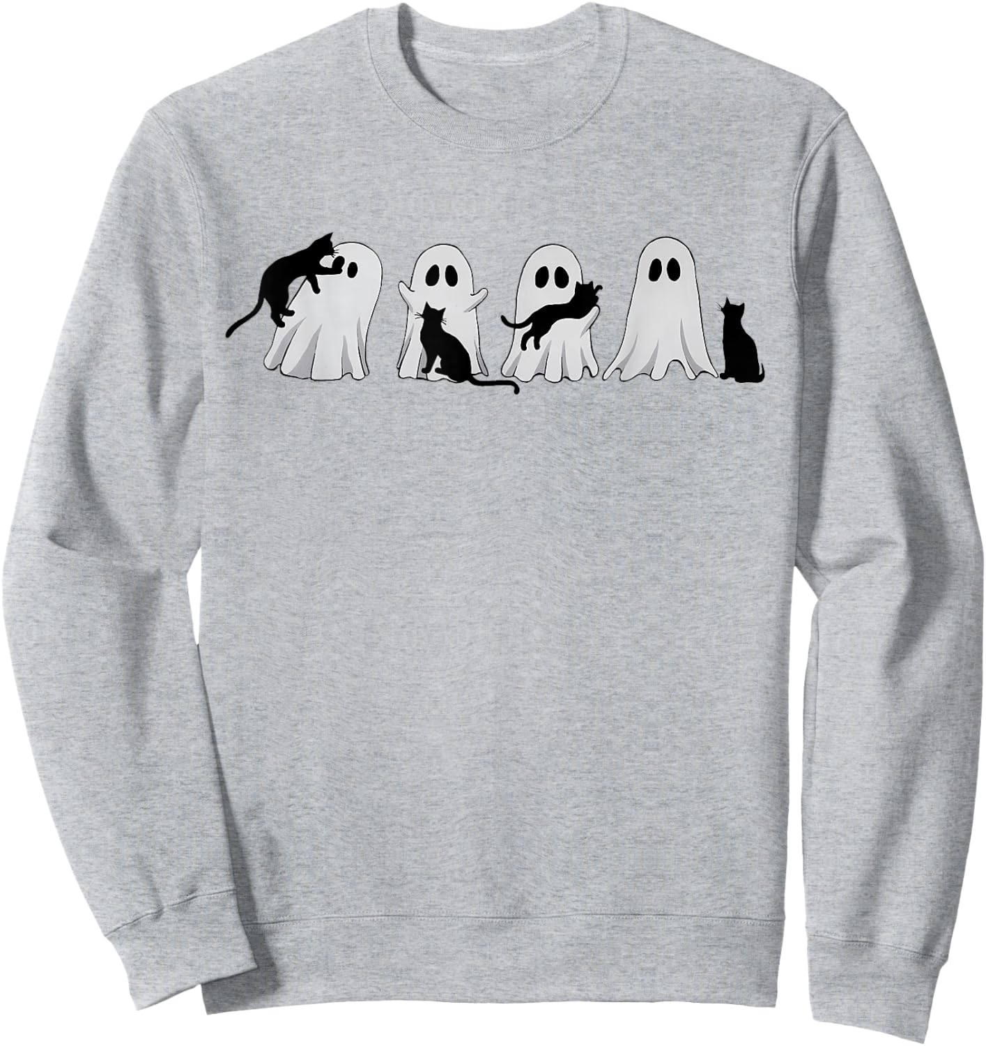 Cute Ghost Cat Halloween Outfit Costumes Cat Lover Spooky Men Women Kids Sweatshirt - Sweatshirt | Ash