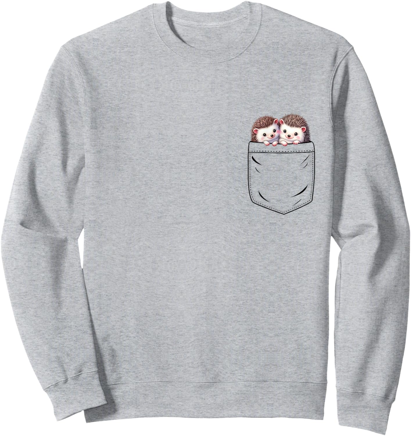 Hedgehog Lovers Cute Funny Hedgehog In Pocket , Small, Grey Sweatshirt - Sweatshirt | Ash