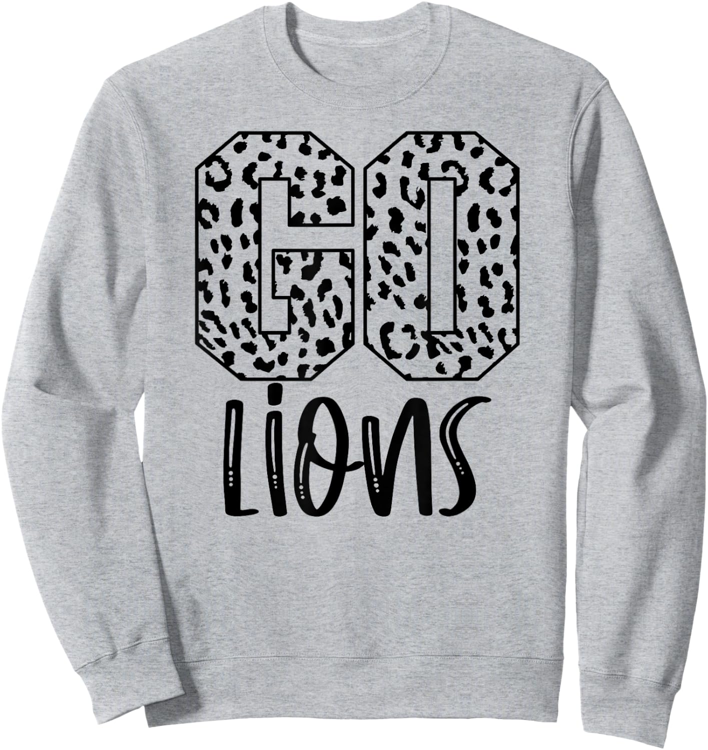 Lions Team Mascot School Spirit Game Night Leopard Print Sweatshirt - Sweatshirt | Ash