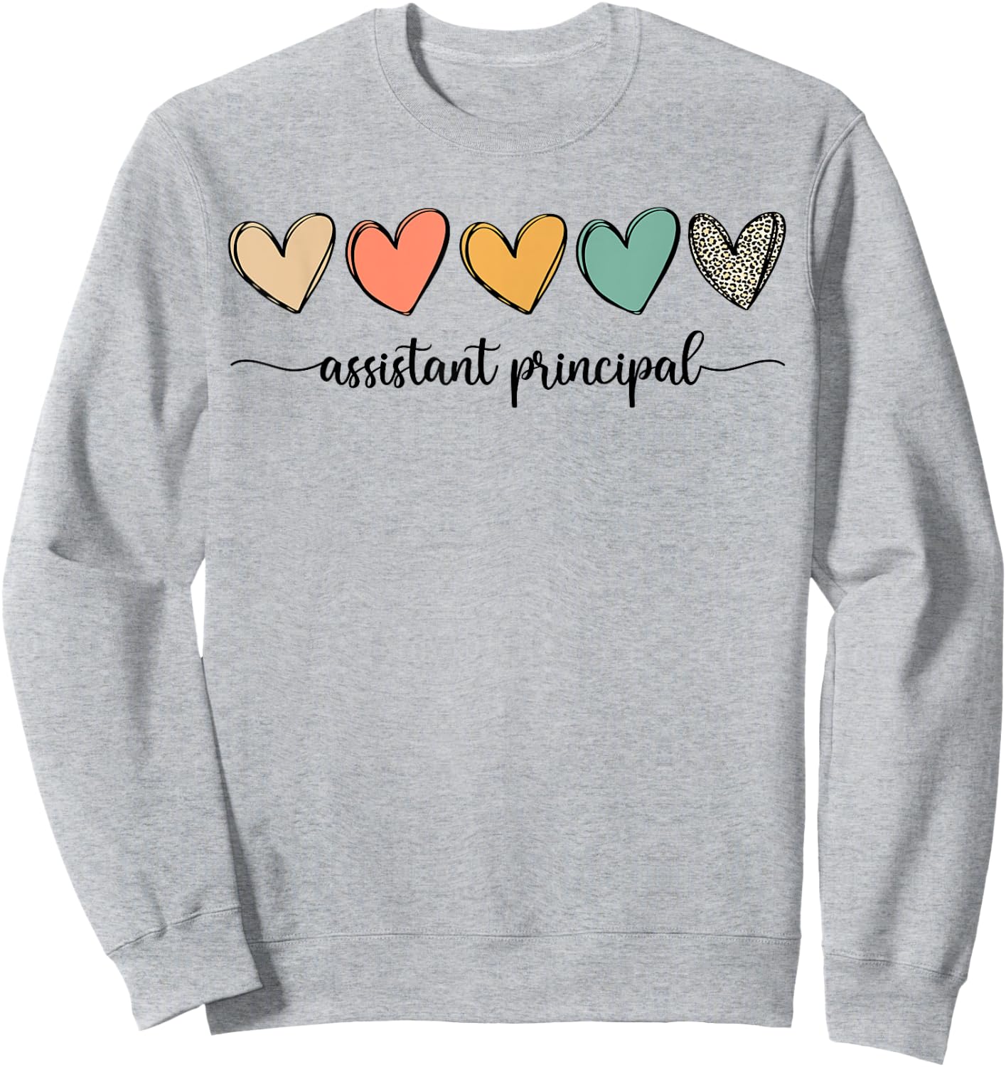 Cute Assistant Principal Shirt Leopard Boho Hearts Sweatshirt - Sweatshirt | Ash