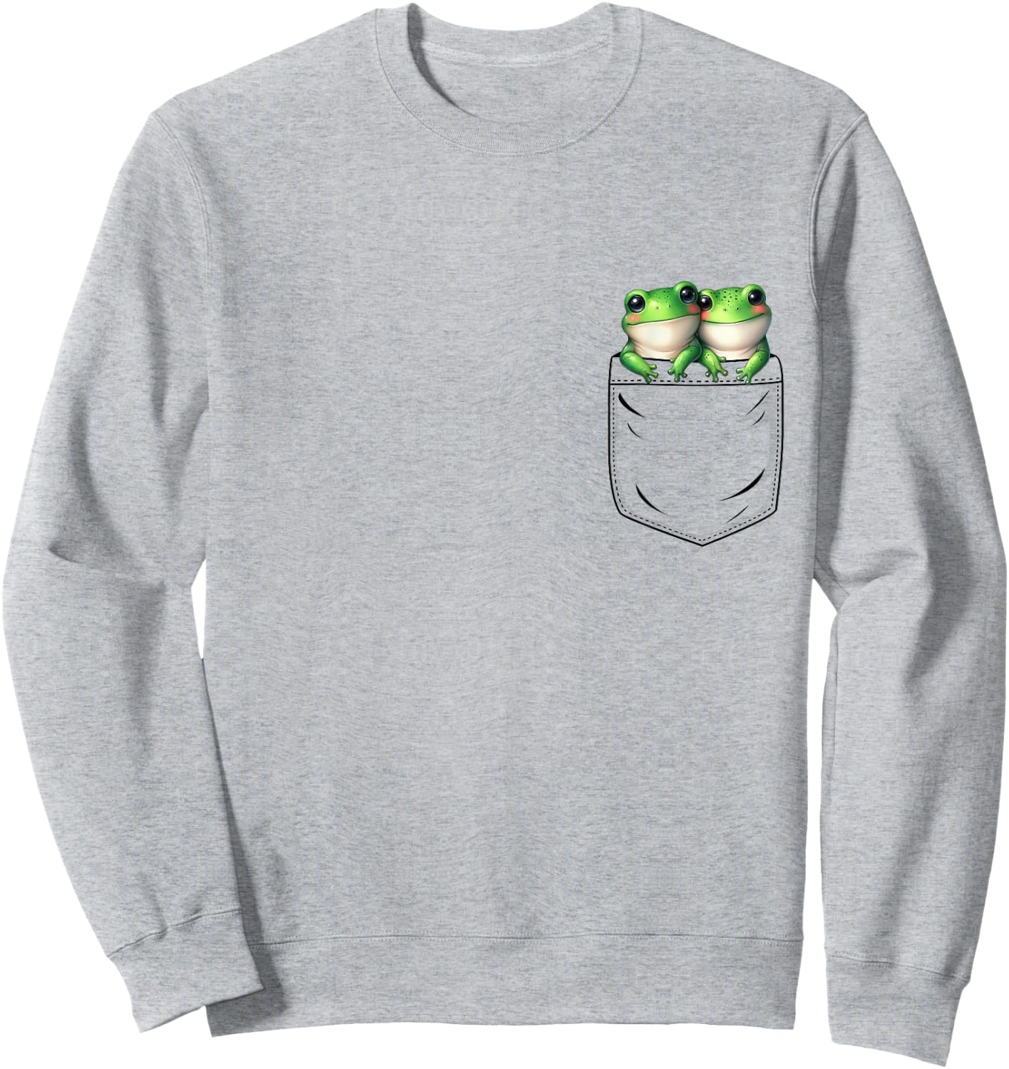 Frog Lovers Cute Funny Frog In Pocket , Small, Grey Sweatshirt - Sweatshirt | Ash