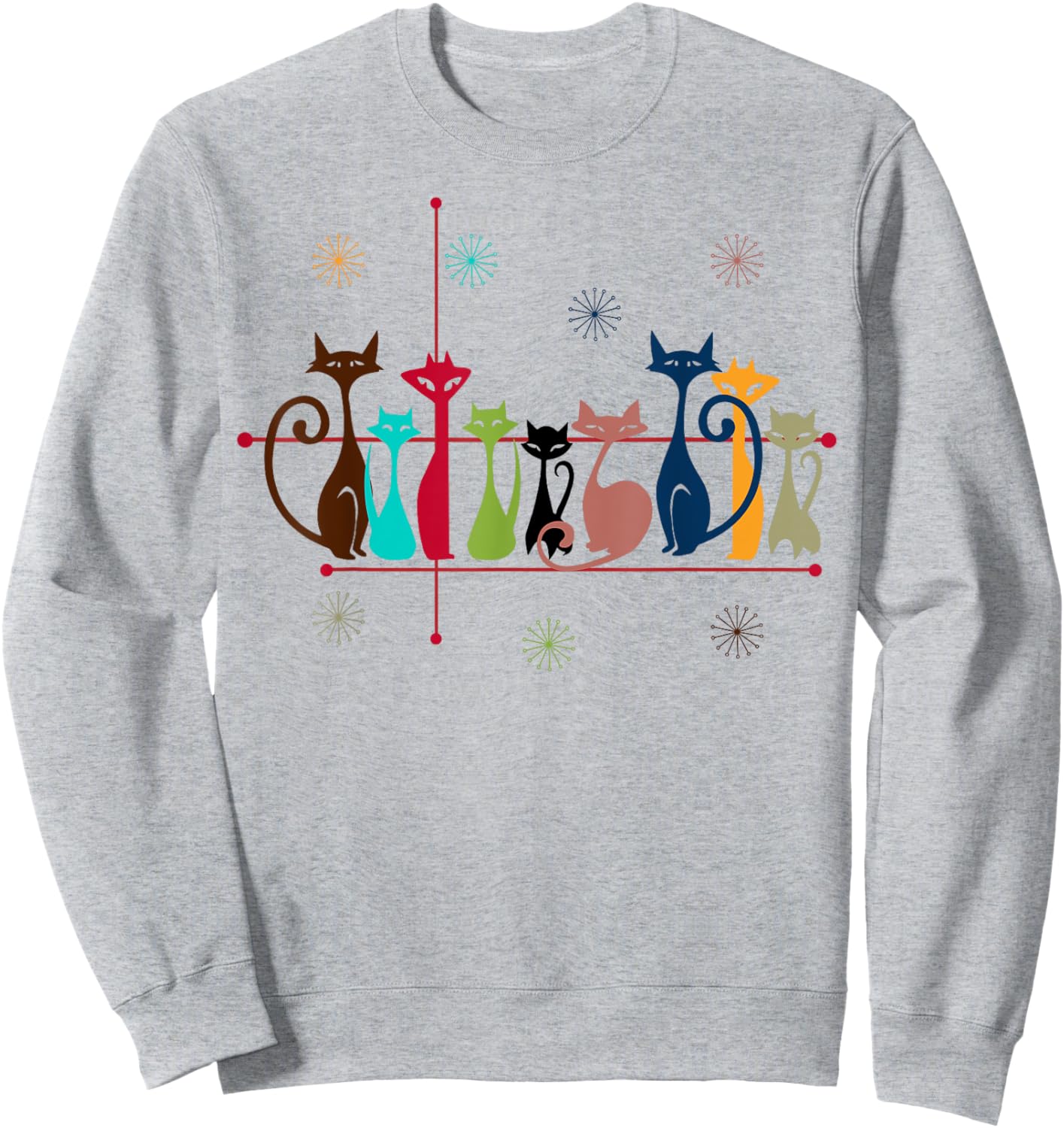 Vintage Retro Cat Gifts: 50s 60s Style Cat Dad & Mom Sweatshirt - Sweatshirt | Ash