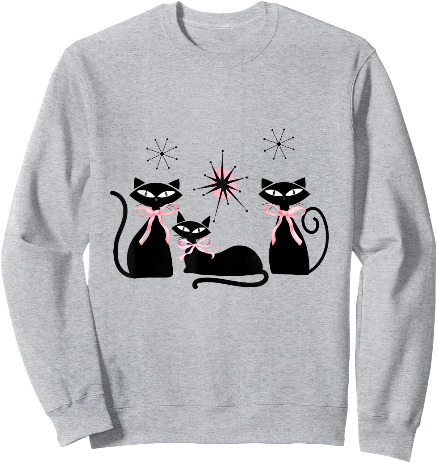 Atomic Cats Pink Bows Black Kitties MCM Girl Sweatshirt - Sweatshirt | Ash