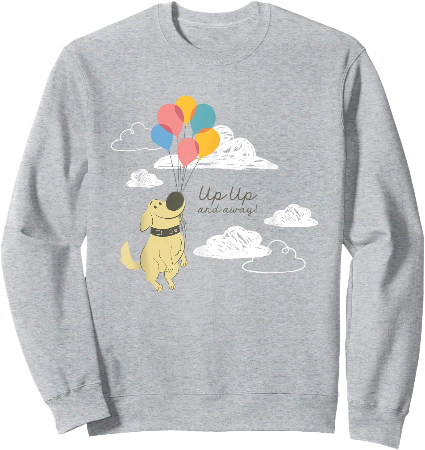 Disney Pixar Up Cute Dug Up Up And Away! Big Chest Logo Sweatshirt - Sweatshirt | Ash