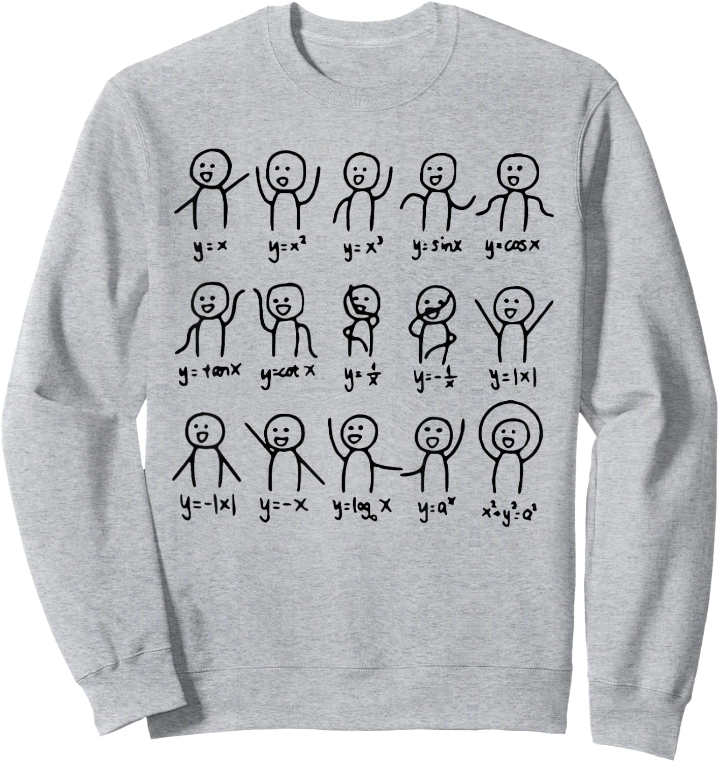 Math Stick Figures Funny Math Teacher Lover Women Men Kids Sweatshirt - Sweatshirt | Ash