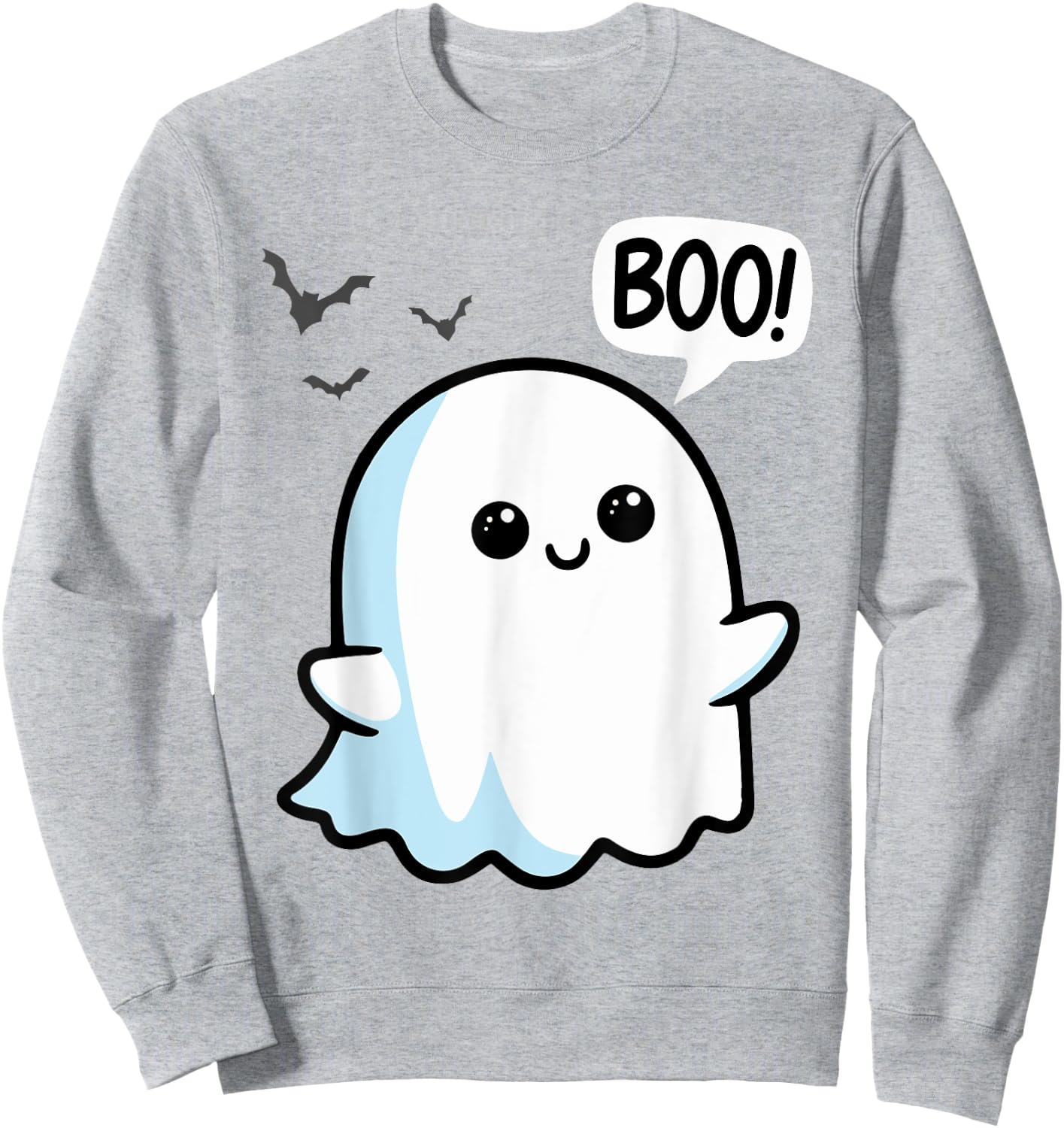 Ghost Saying Boo Spooky Halloween Cute toddler boys girls Sweatshirt - Sweatshirt | Ash