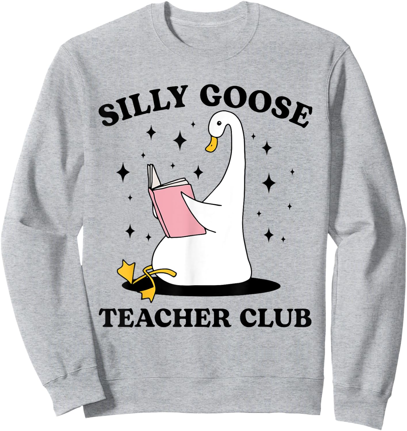 Silly Goose Teacher Groovy Club Silly Goose Book Reading Sweatshirt - Sweatshirt | Ash