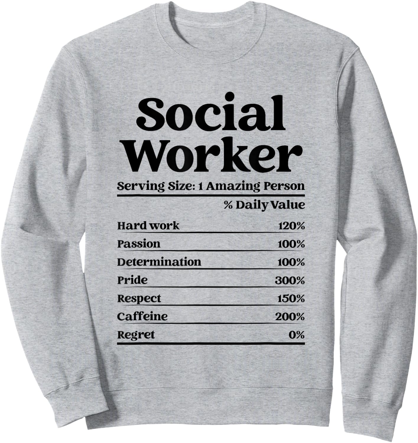 Student Graduation MSW Funny Social Worker Nutrition Facts Sweatshirt - Sweatshirt | Ash