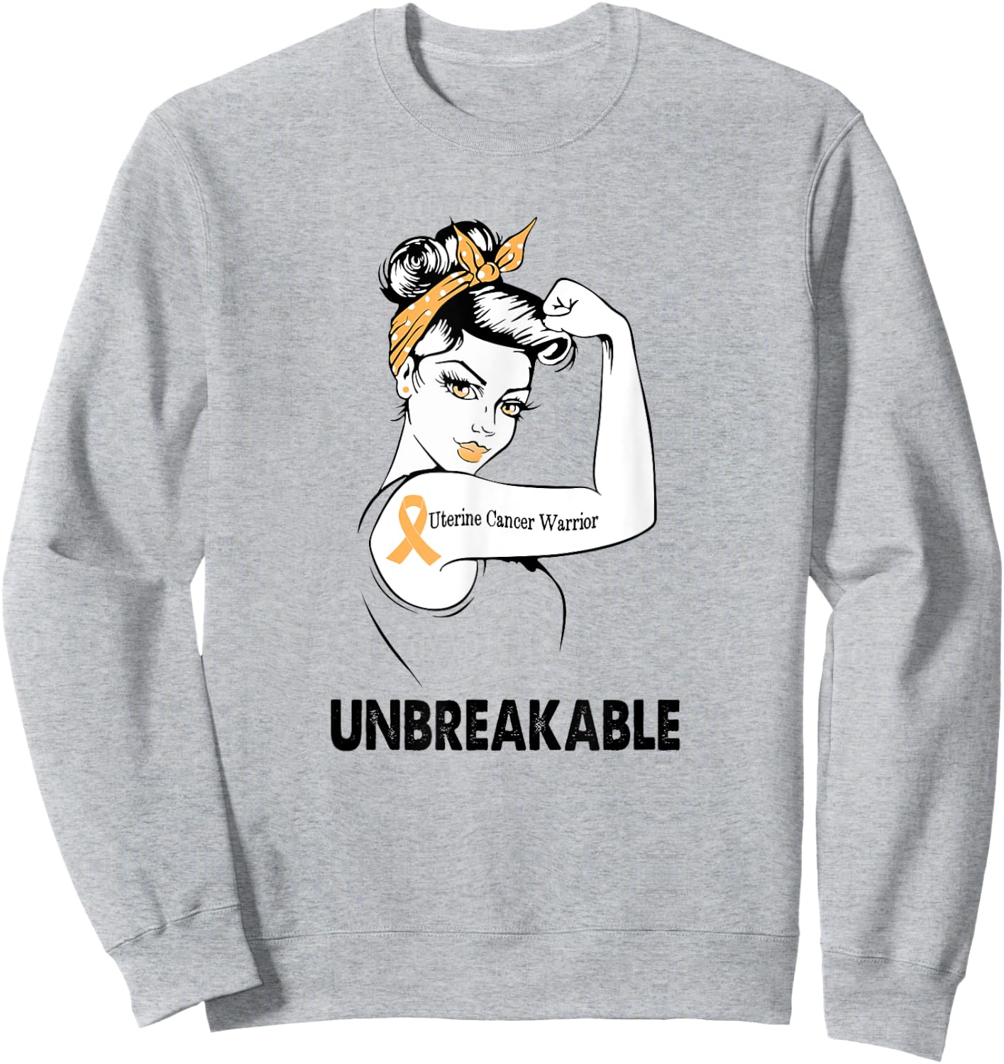 Uterine Cancer Warrior Unbreakable Gift Awareness Sweatshirt - Sweatshirt | Ash