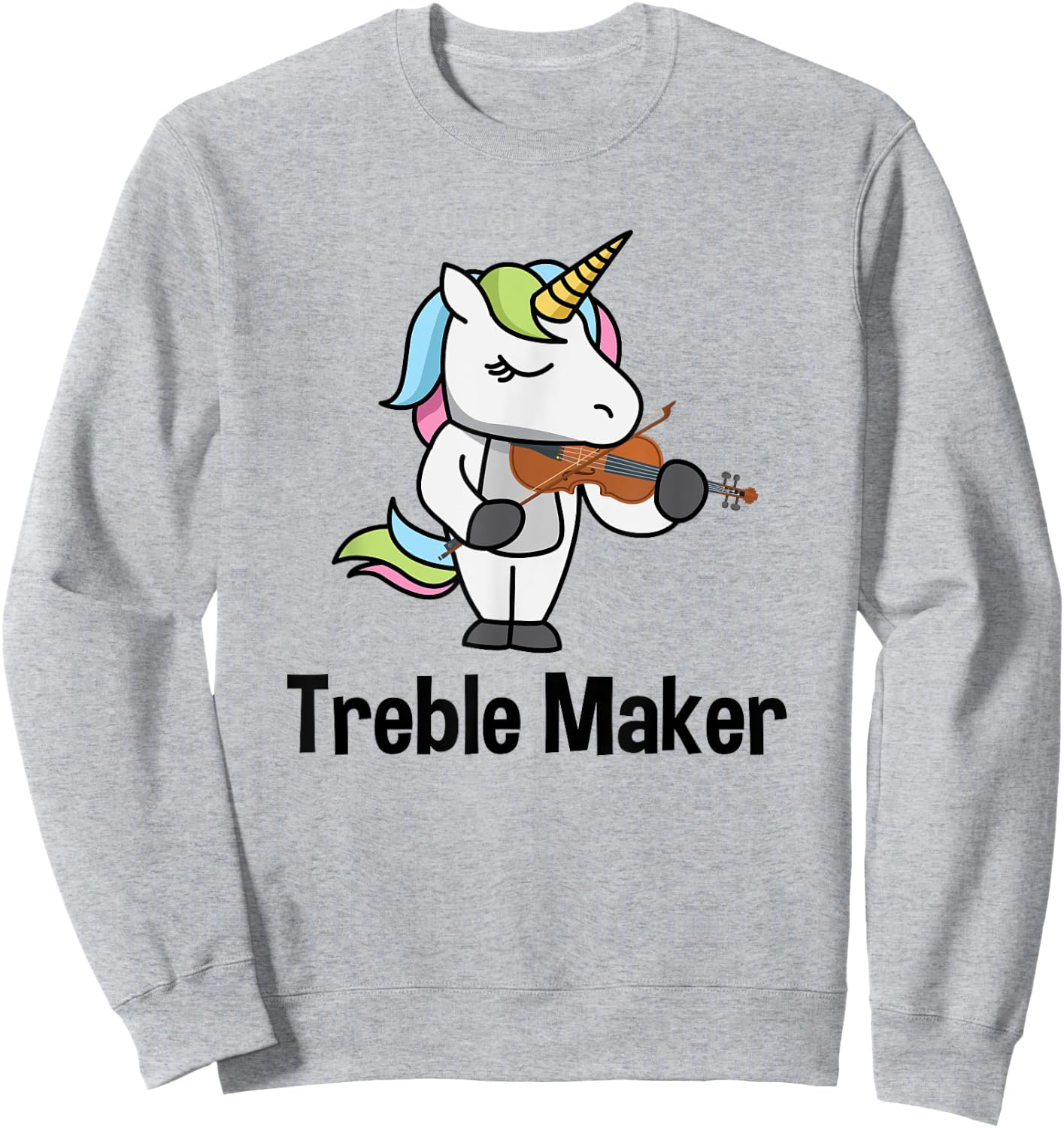 Violin Shirt for Girls - Treble Maker Unicorn Violinist Sweatshirt - Sweatshirt | Ash