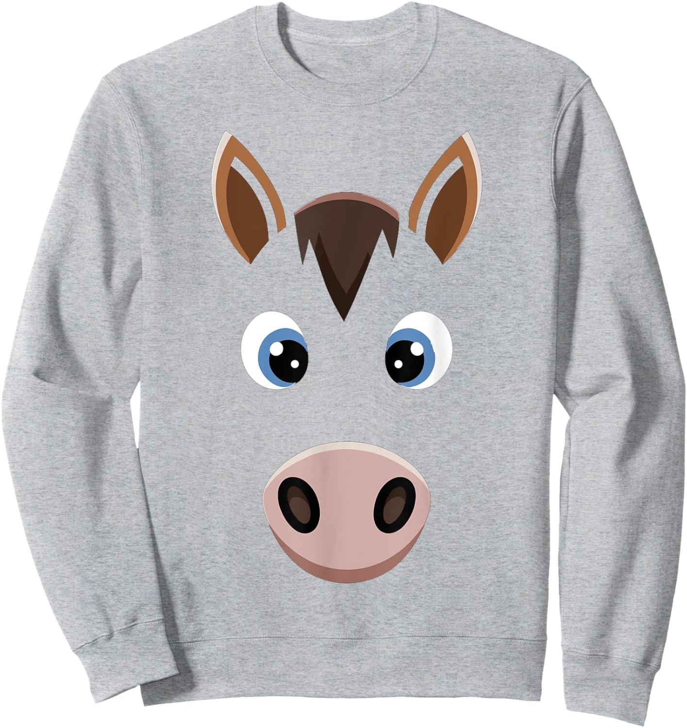 Halloween Horse Face Costume Kids Cute Themed Horsey Sweatshirt - Sweatshirt | Ash