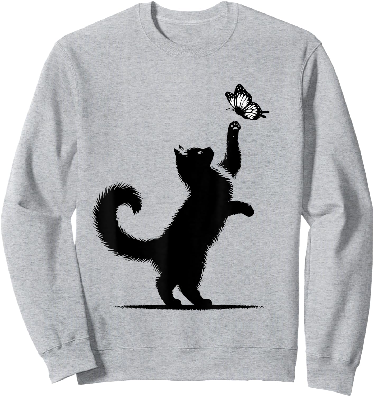 Cat Butterfly Cat Mom Girls Kitten Cat Lover Sweatshirt - Sweatshirt | Ash