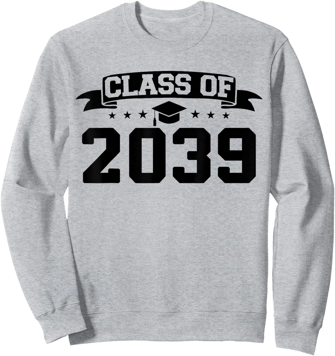 Class of 2039 Grow With Me Graduation Handprint On Back Sweatshirt - Sweatshirt | Ash
