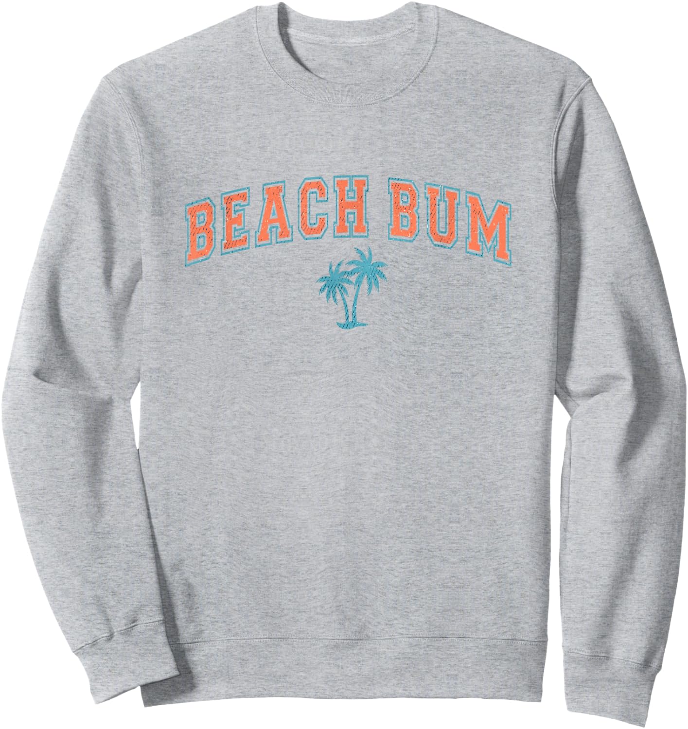 Vintage Beach Bum Shirt Varsity Text Palm Tree Simple Summer Men Women Girls Kids Sweatshirt - Sweatshirt | Ash