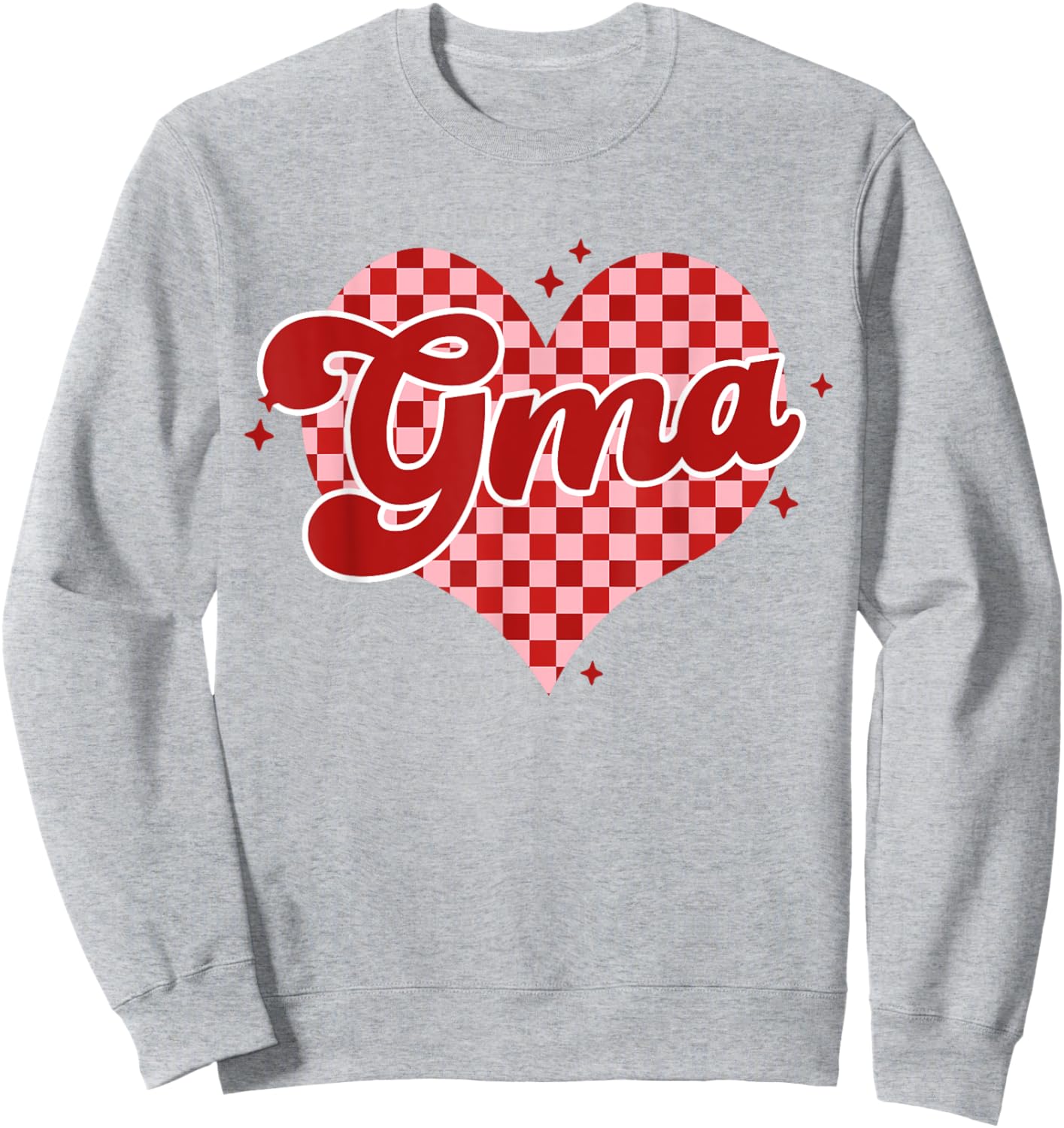 Retro Checkered Gma Heart Groovy Valentines Day Sweatshirt - Sweatshirt | Ash