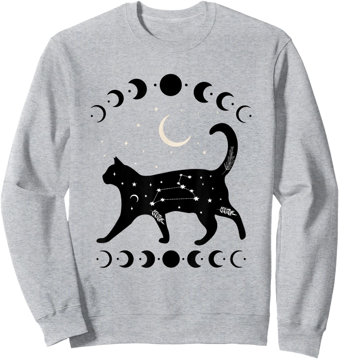Crescent Moon Cat Star Mystical Celestial Women Men Kids Sweatshirt - Sweatshirt | Ash