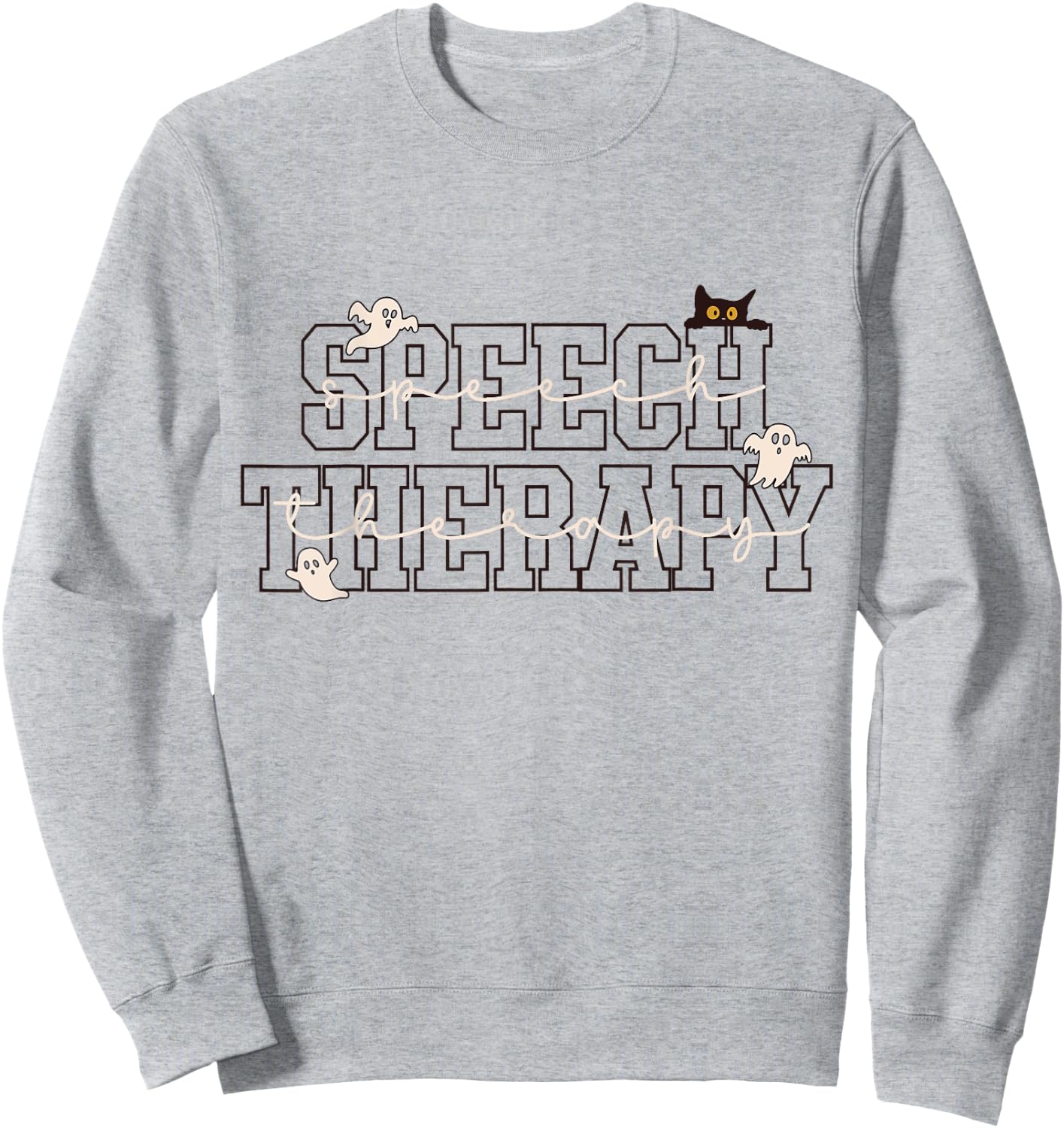 Speech Therapy SLP Ghost Speech Therapy Halloween Sweatshirt - Sweatshirt | Ash