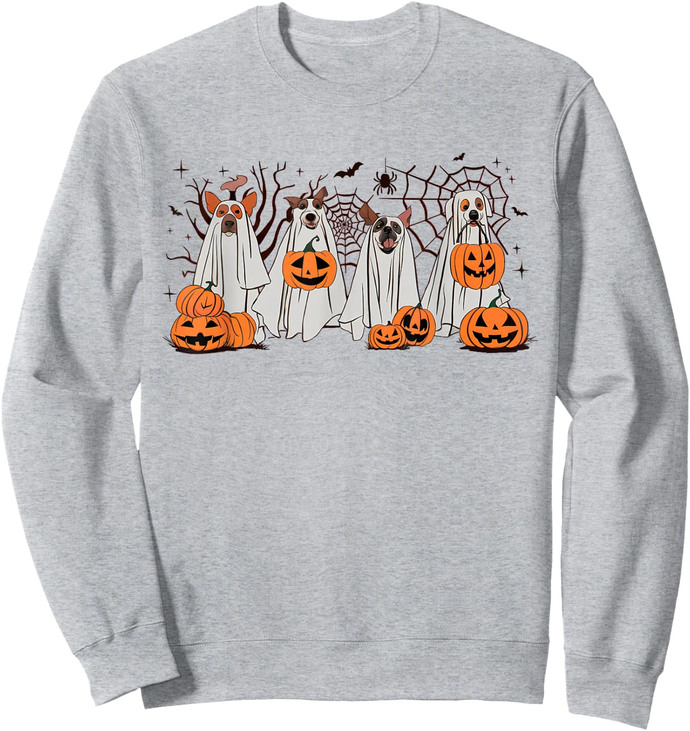 Halloween Boo Dogs Ghost Pumpkins Spooky Dog Lover Outfit Men Women Kids Sweatshirt - Sweatshirt | Ash