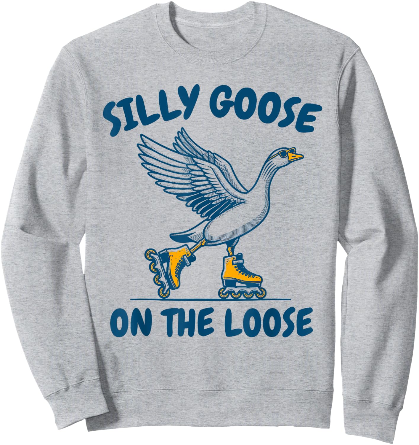 Funny Goose On The Escape Funny Animal Joke Retro Goose Sweatshirt - Sweatshirt | Ash