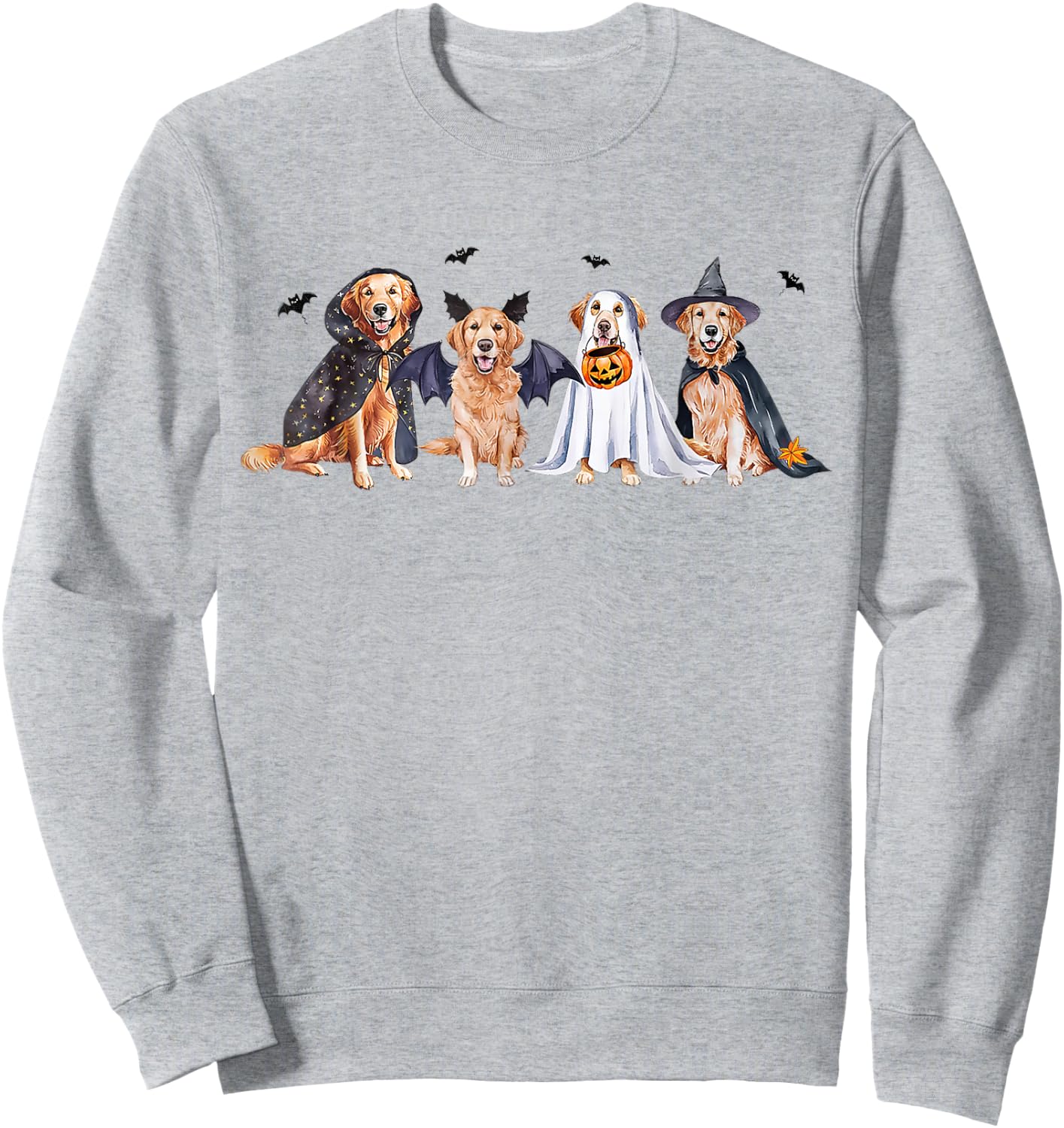 Golden Retriever Ghost Dog Halloween Golden Retriever Witch Women Kids Sweatshirt - Sweatshirt | Ash