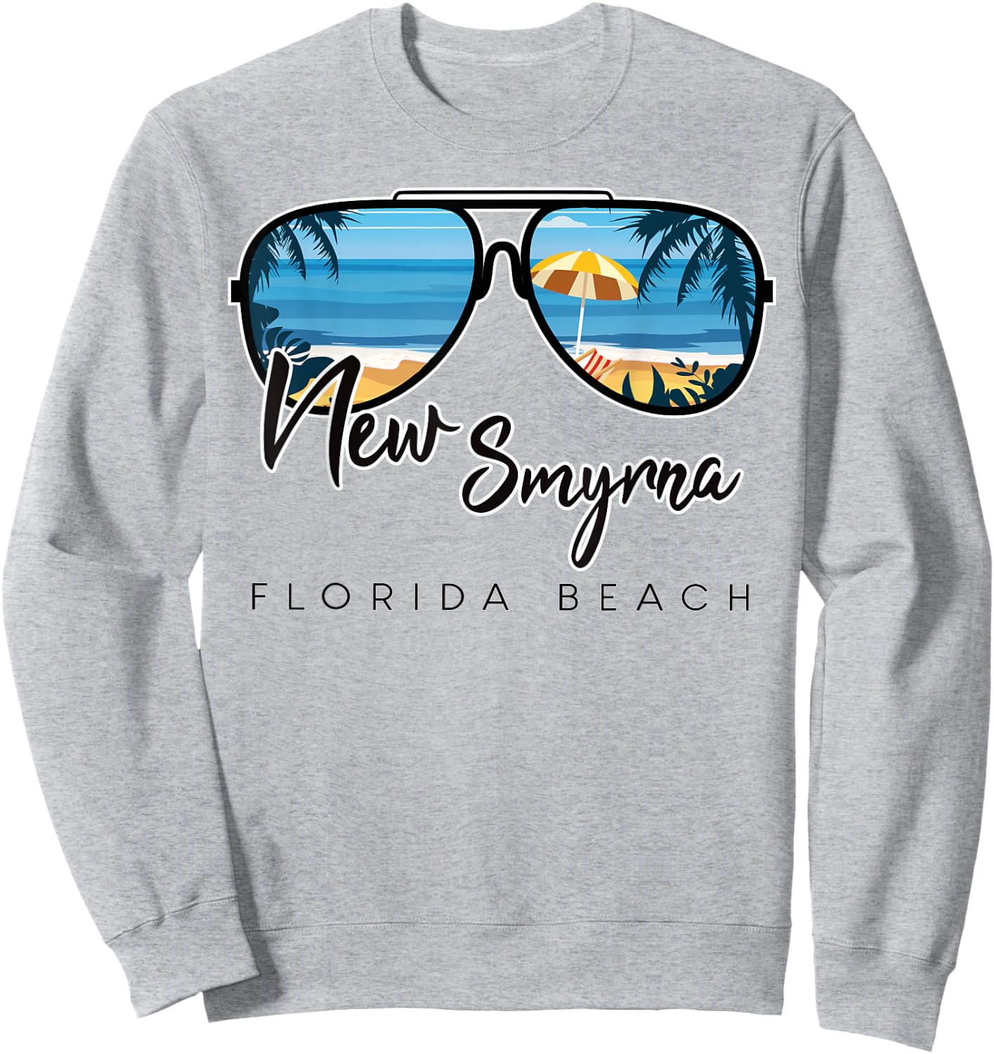 New Smyrna Beach Florida Palm Tree Sunglasses Souvenir Women Kids Sweatshirt - Sweatshirt | Ash